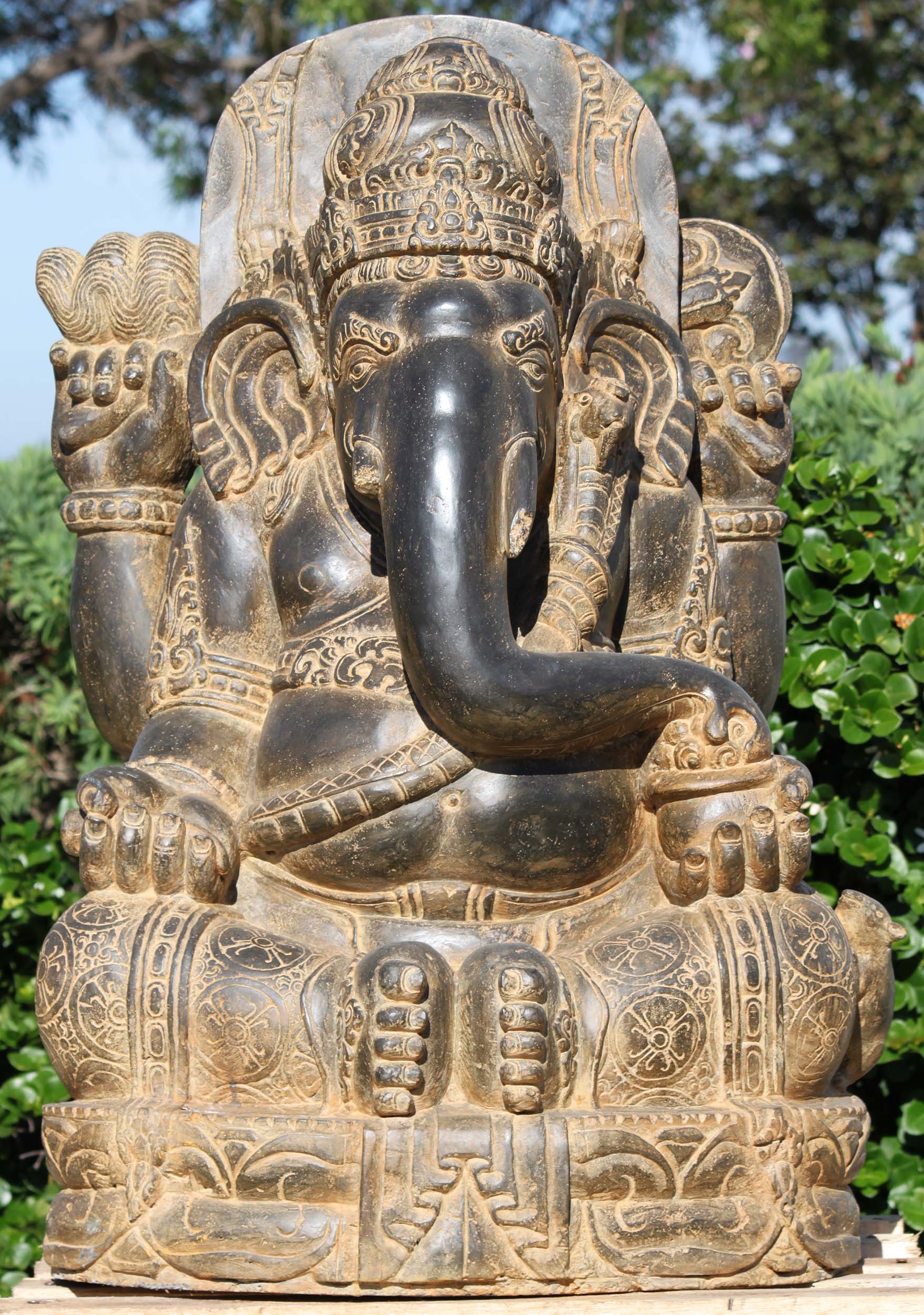 Stone Seated Ganesha Garden Statue 39" (#116ls660): Hindu ...