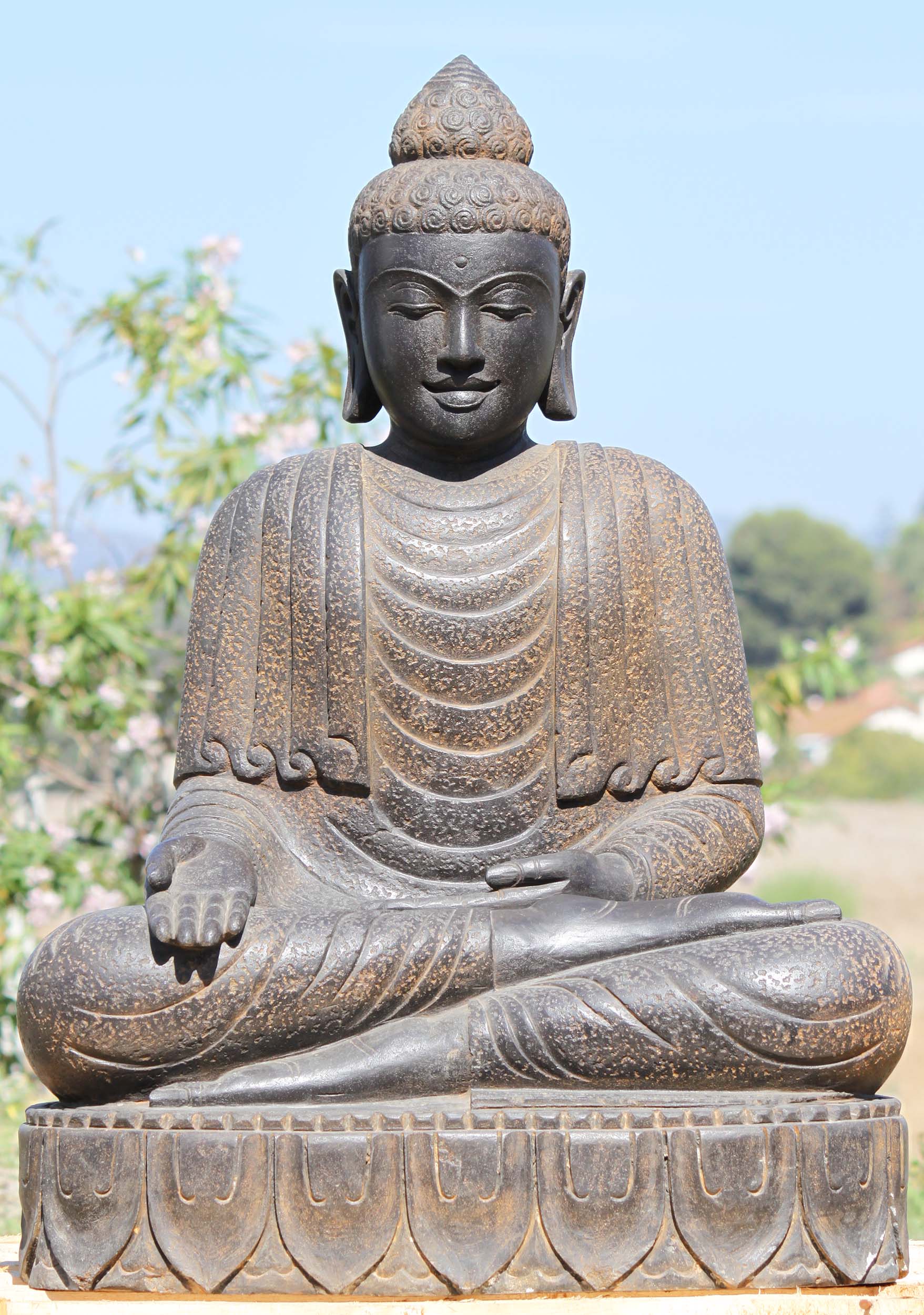 Stone Varada Mudra Buddha Sculpture 39"