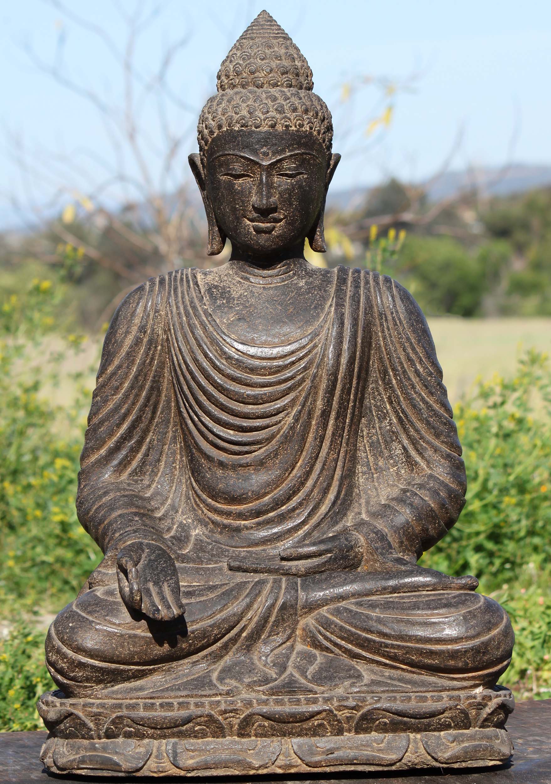 SOLD Stone Varada Mudra Garden Statue 28