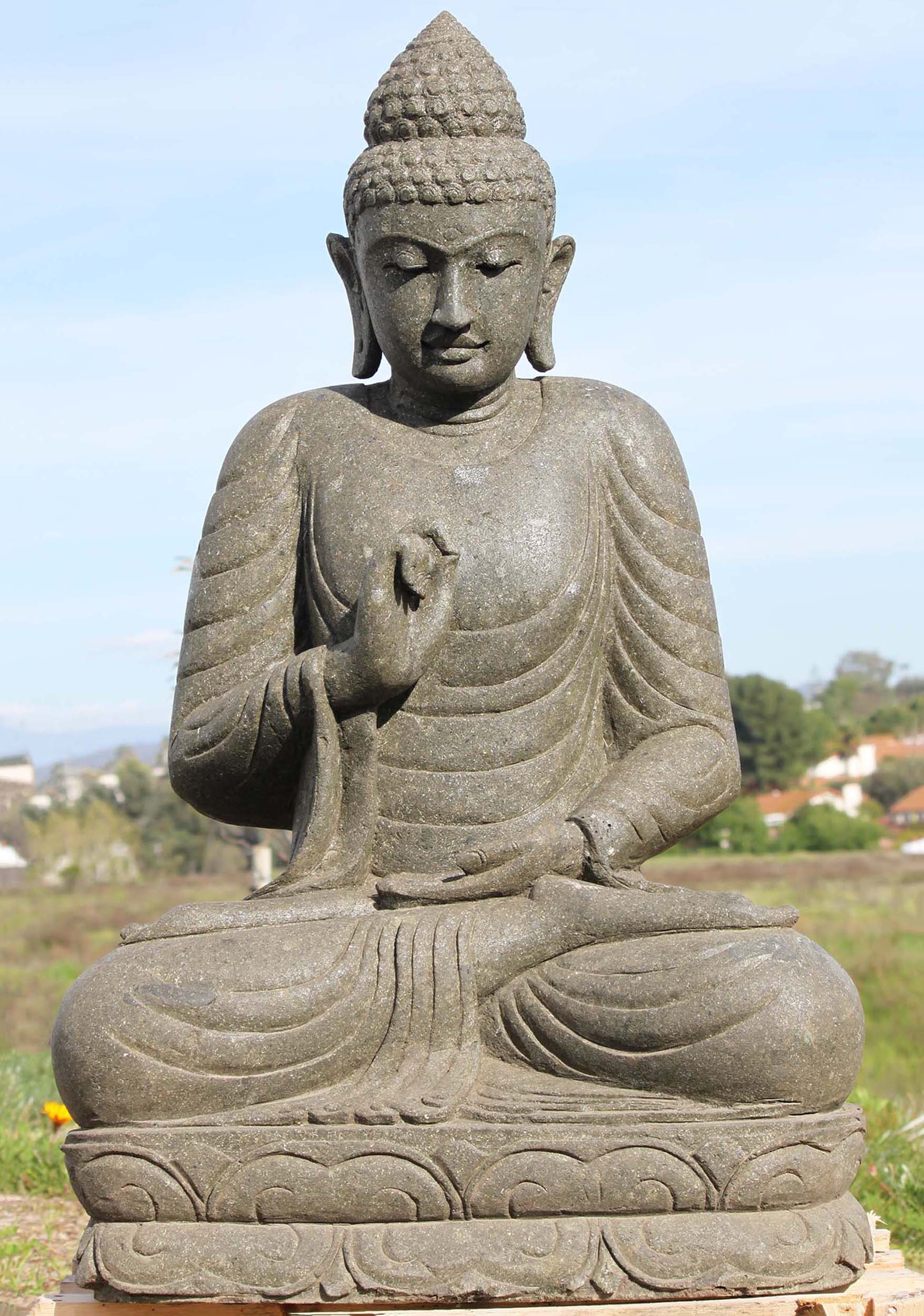 Stone Teaching Garden Buddha Statue 44"