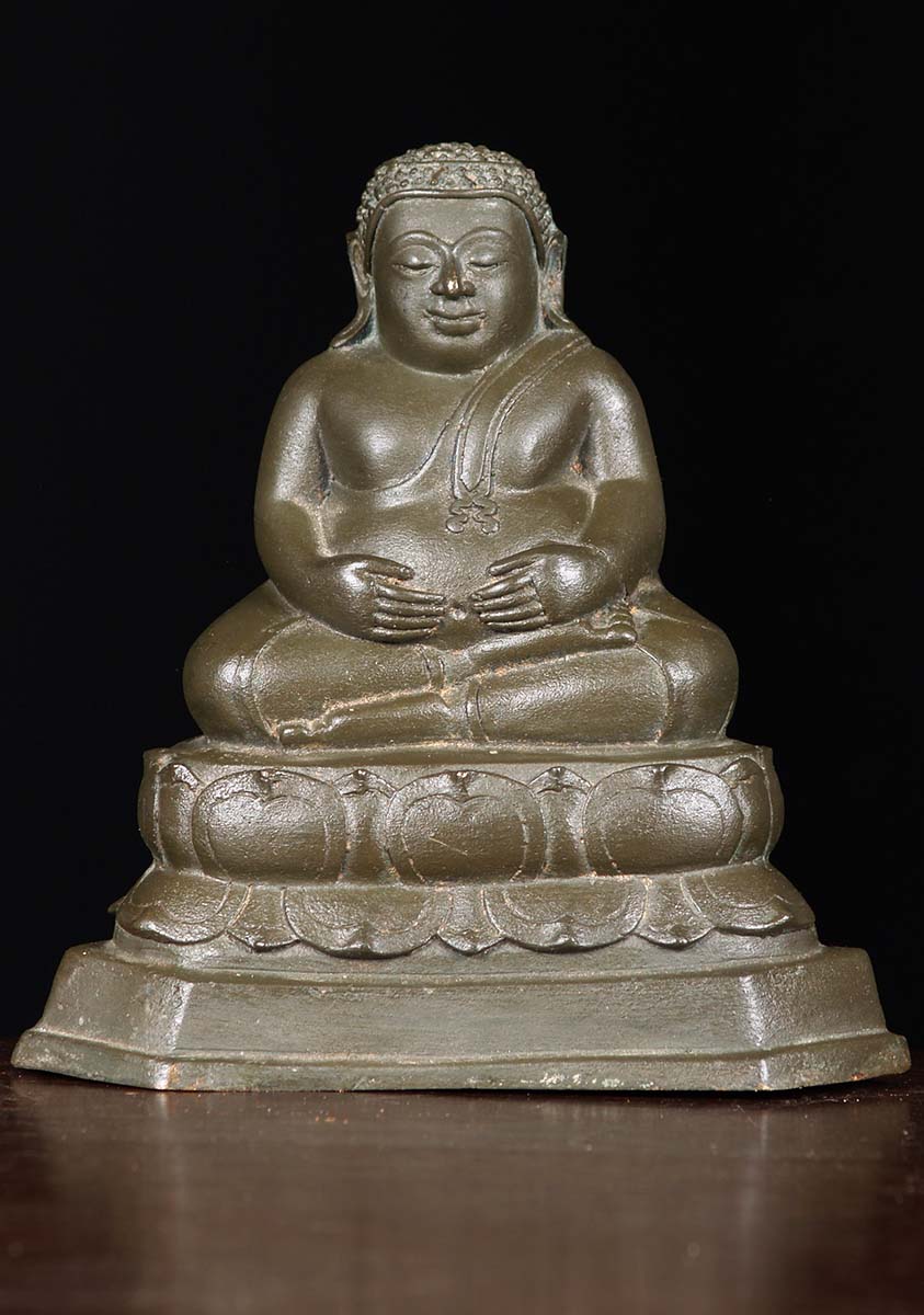 Thai Brass Fat Buddha Statue 8"