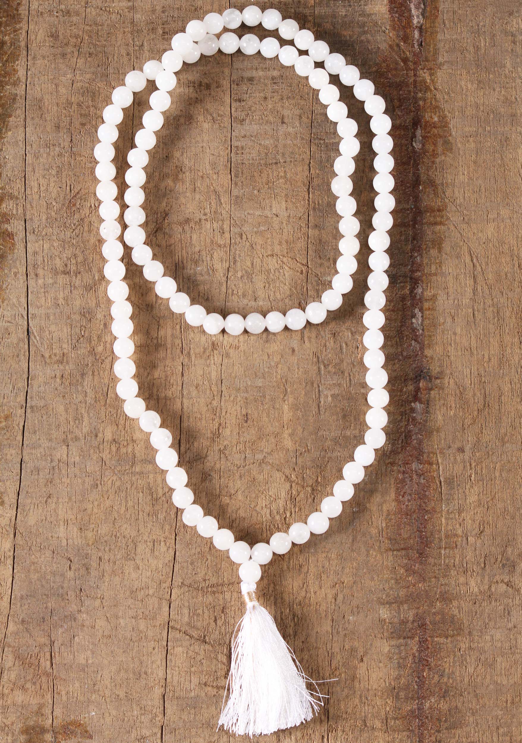 SOLD White Agate Semi Precious Stone Mala Bead Hindu & Buddhist Prayer  Beads Associated with Ganesha