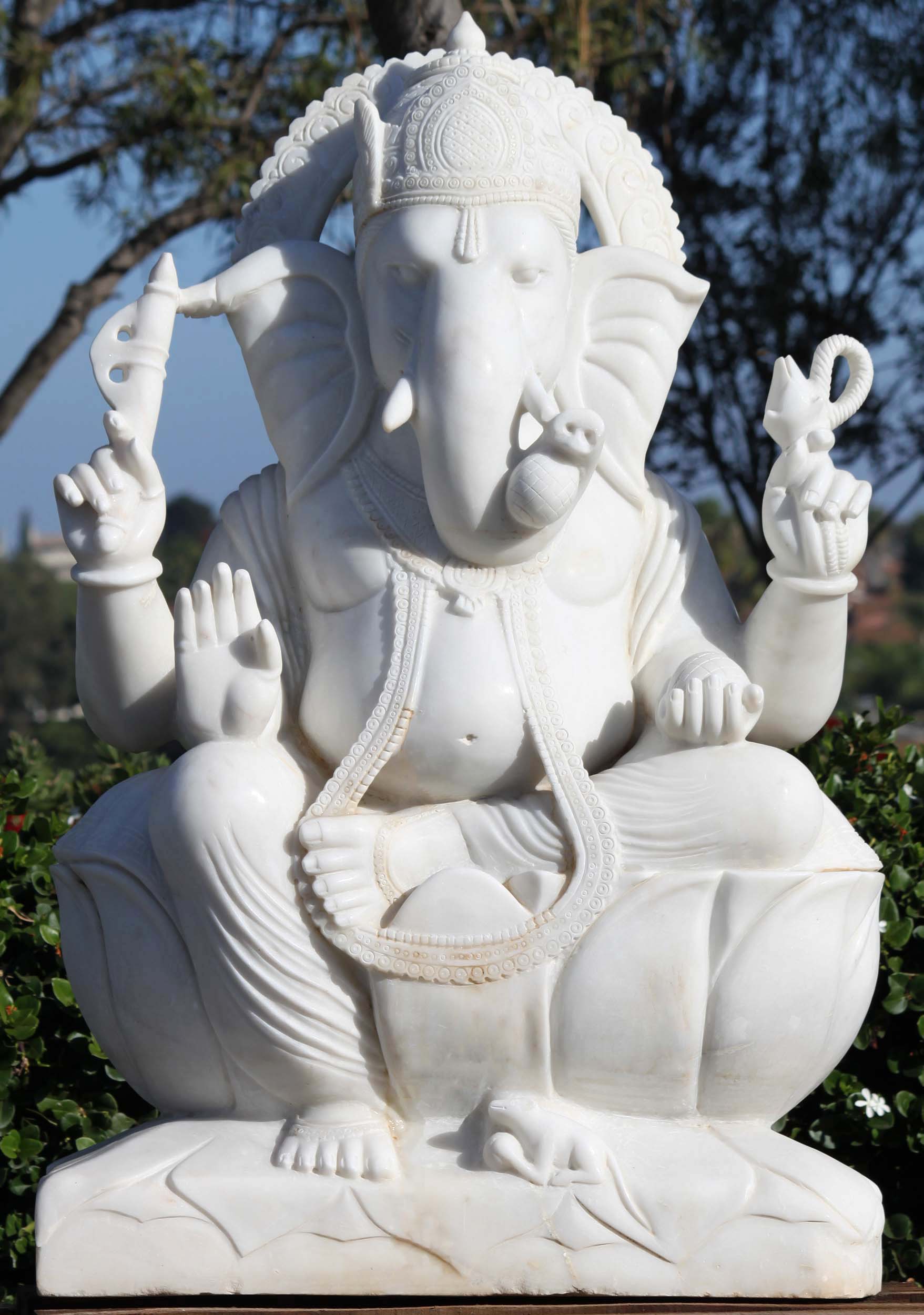 White Marble Large Ganesh Statue 47"