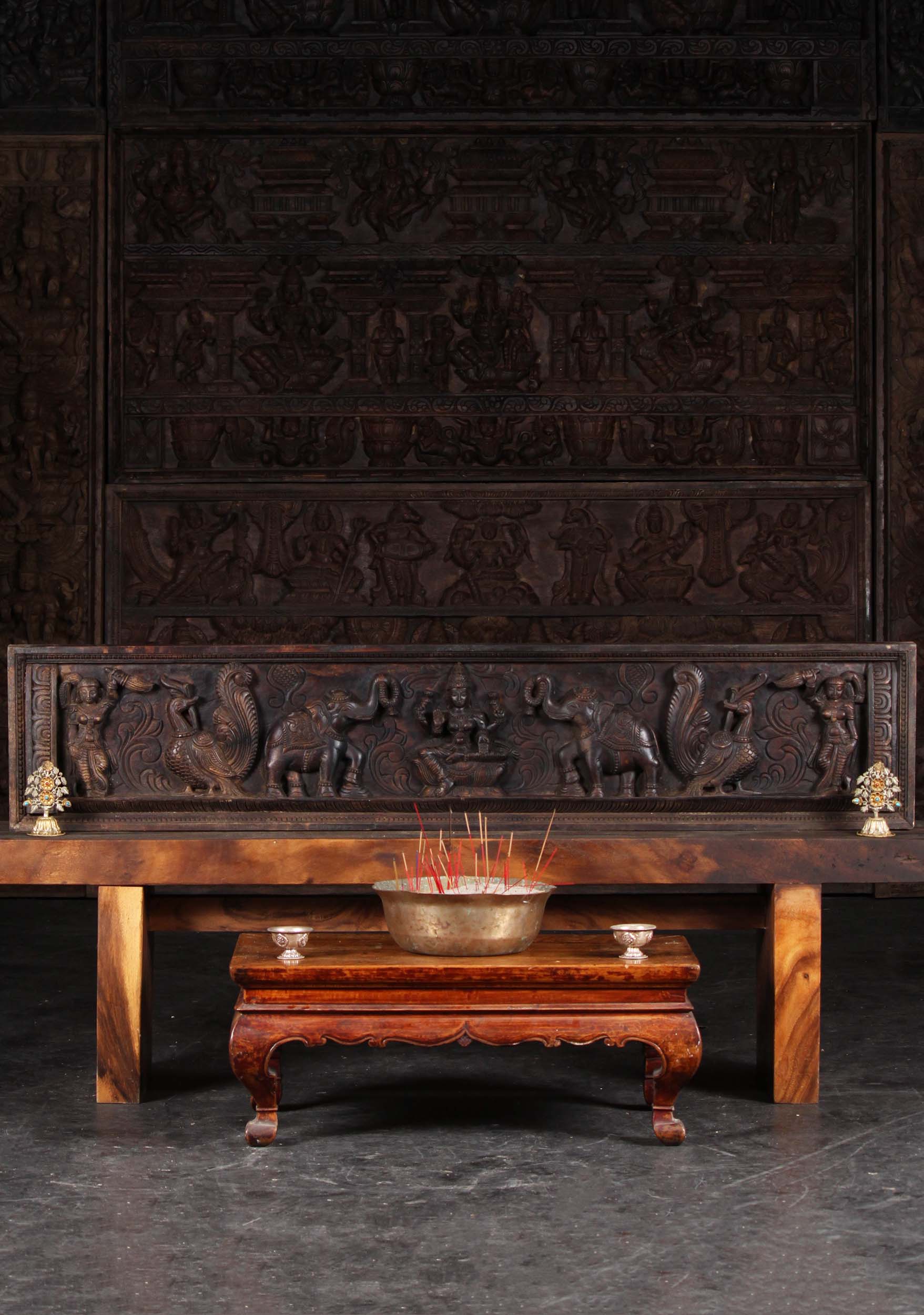 Wooden Gaja Lakshmi Wall Panel 60"