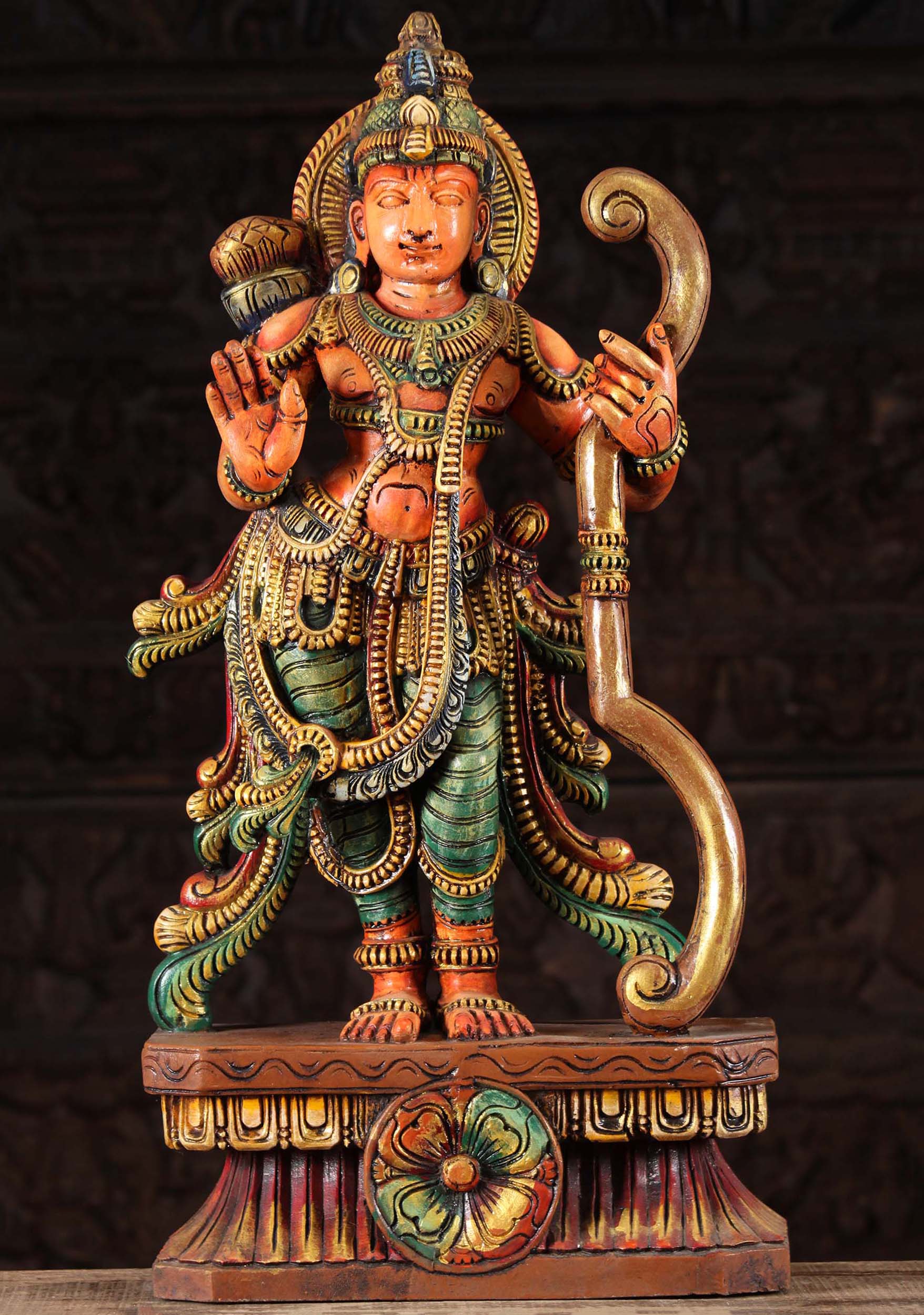 Hindu God Sri Rama Temple Wall Panel Statue Ram Maha Vishnu Avatar Sculpture Old 