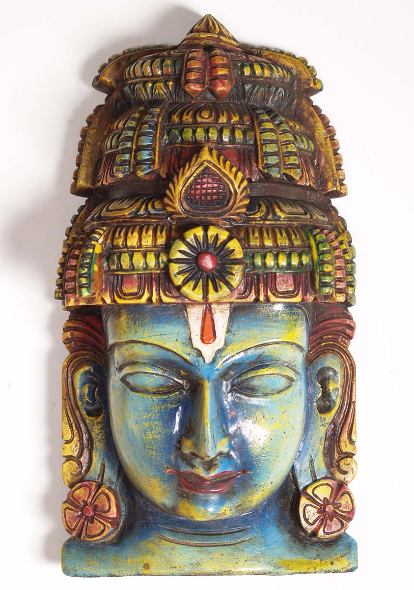 Wooden Blue Vishnu Wall Hanging 14"