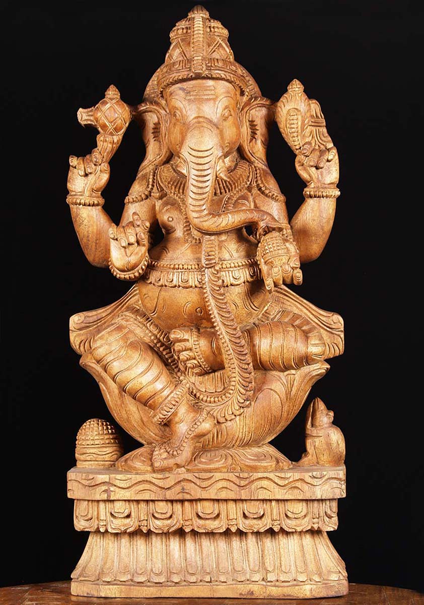 Wooden Ganesha Carving 24"