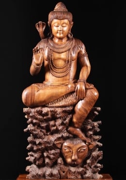 Brass Statue of Ayyappan: Dharmasastha in Vitarka Mudra on Double