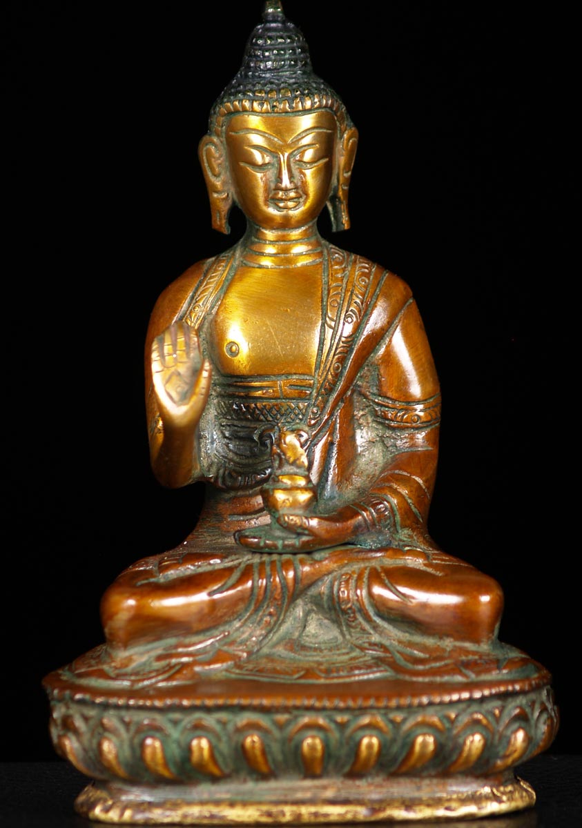 Brass Abhaya Mudra Buddha Statue 5.5"