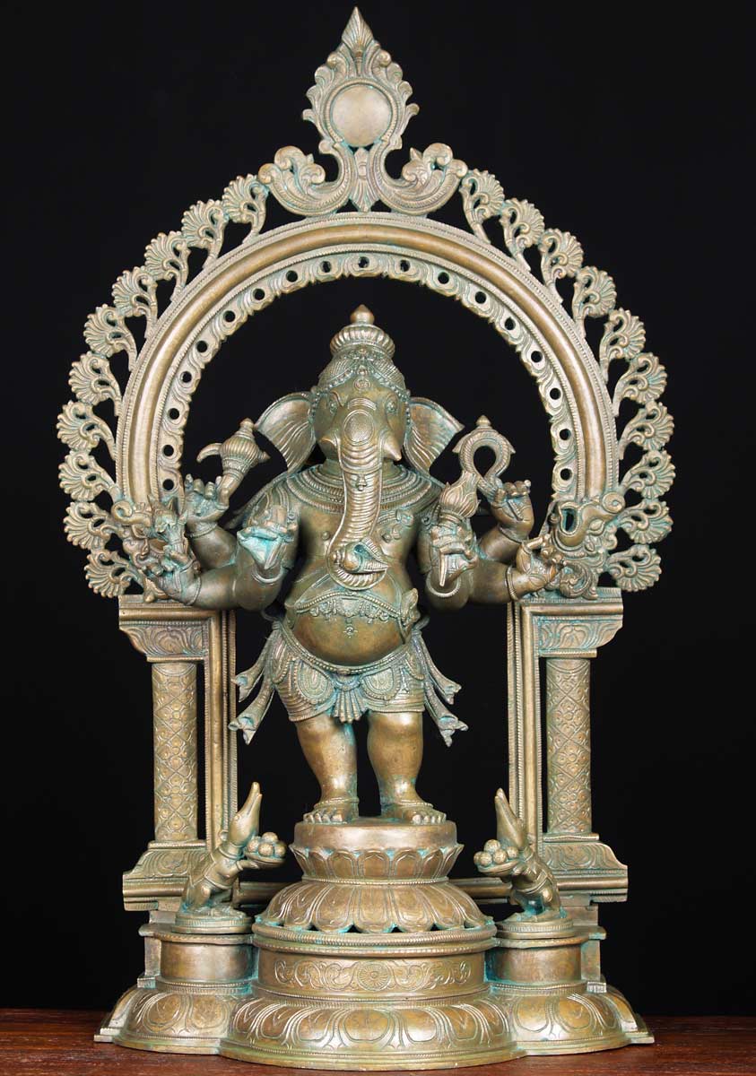 Bronze Mooshika Ganesh Statue 30"