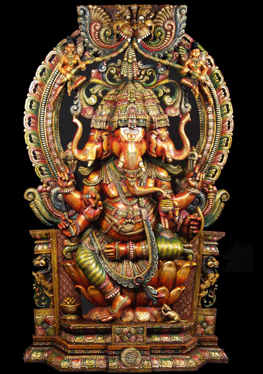Three Faced Ganesh Statue 85"