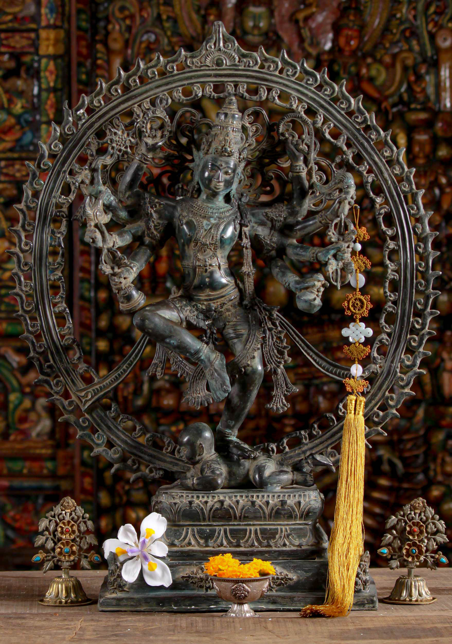 Brass Shiva Nataraja Statue with 8 Arms 28"
