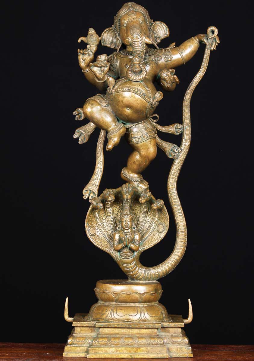 Bronze Dancing Ganesh on Kalinga 24"