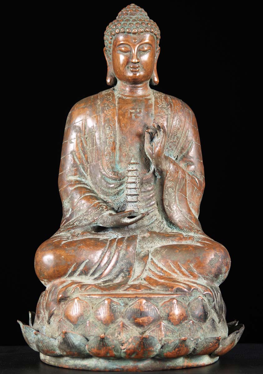 Brass Buddha on Lotus Base 18"