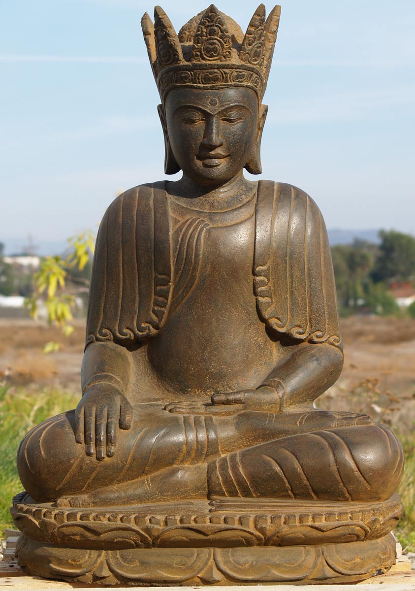 Stone Garden Crown Buddha 33"
