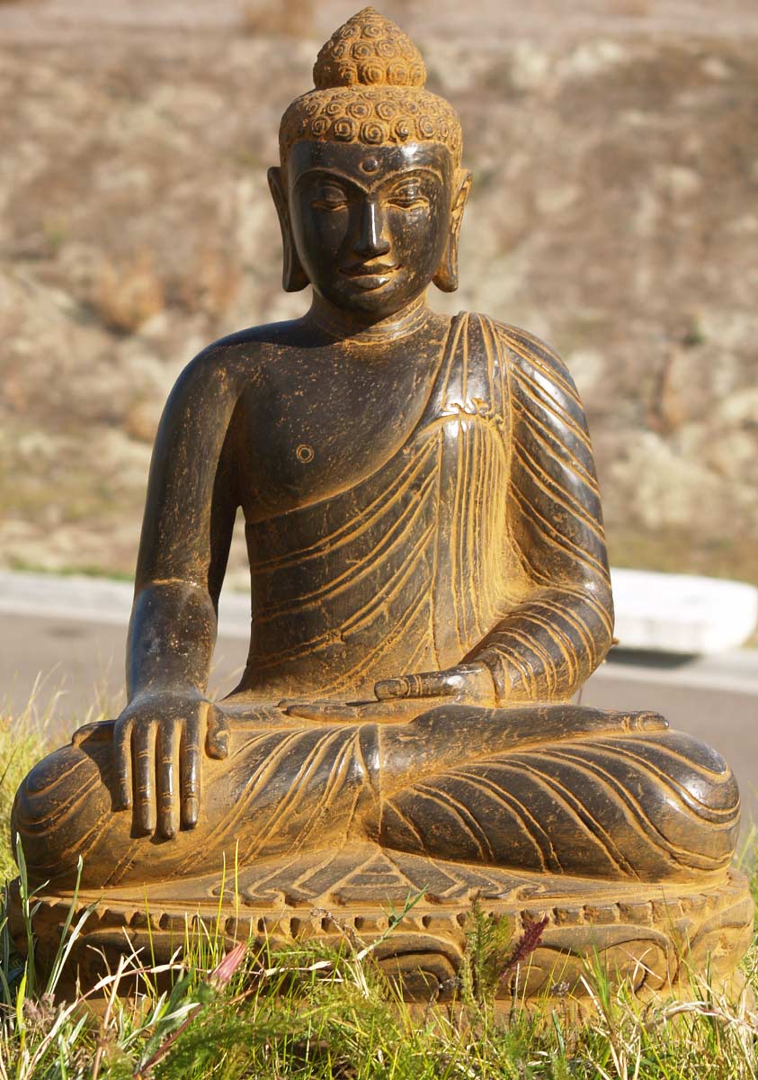 Earth Touching Buddha  Stone Statue 28"
