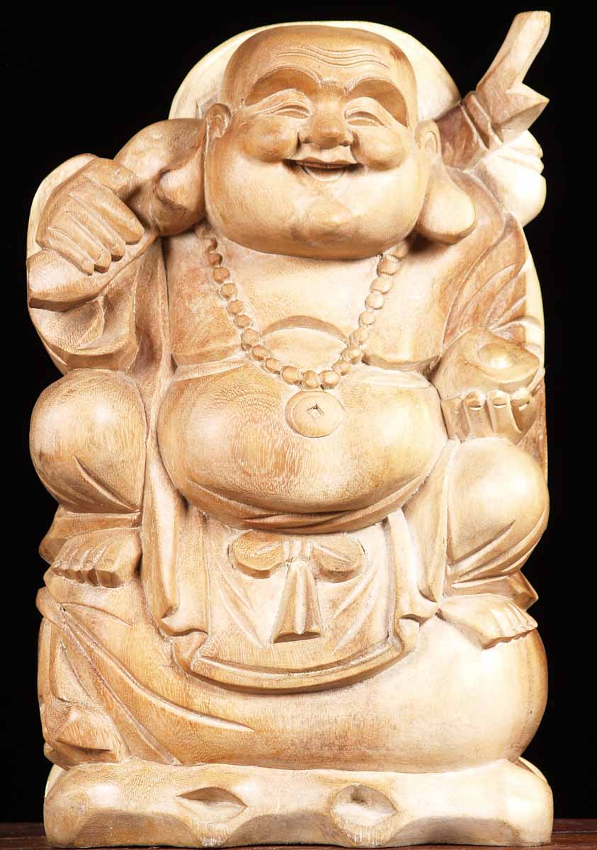 Happy Buddha Seated on Bag of Gold 16"