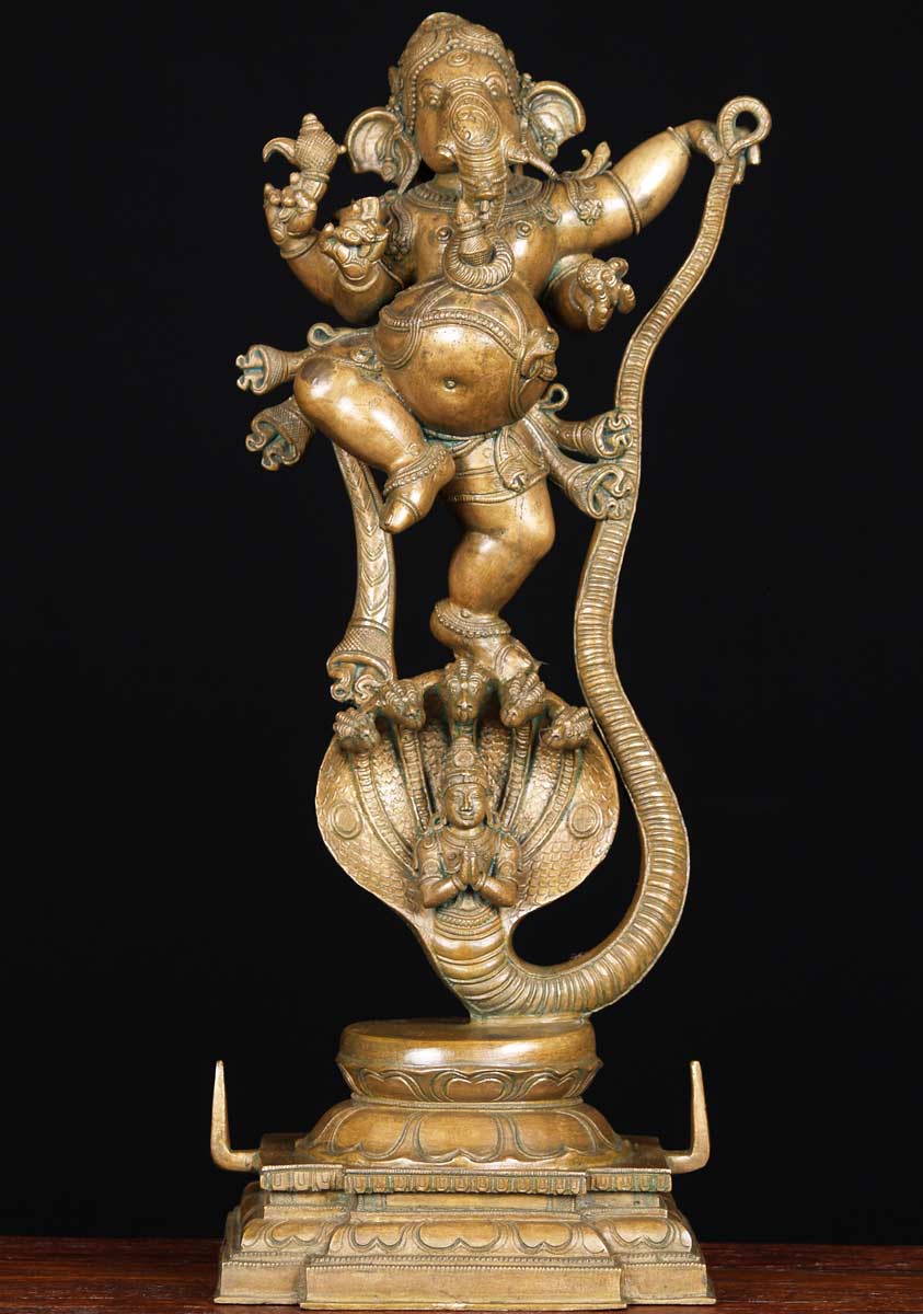 Bronze Kalinga Ganesha Statue 21"