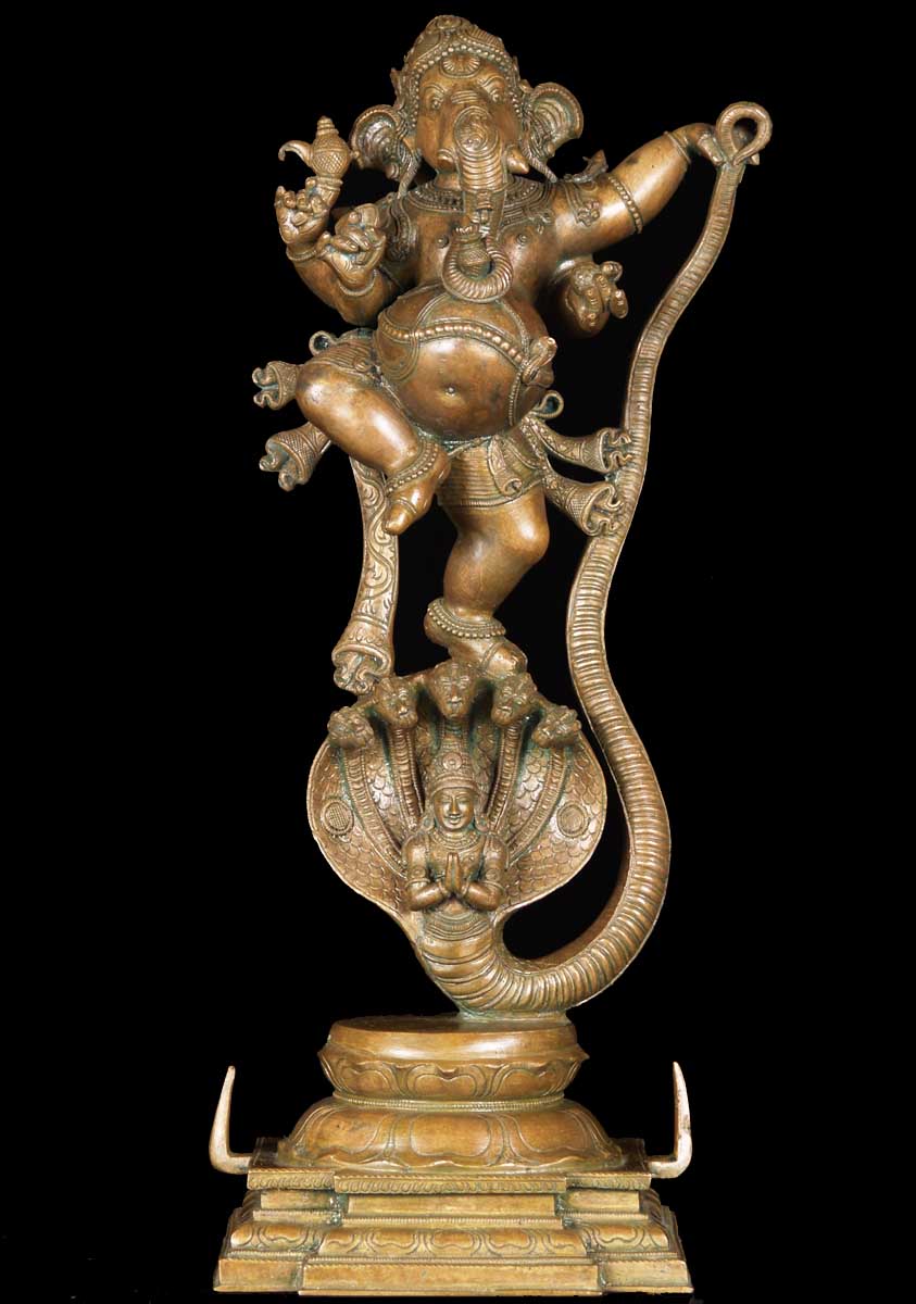Bronze Kaliya Ganesh Bronze Statue 22"