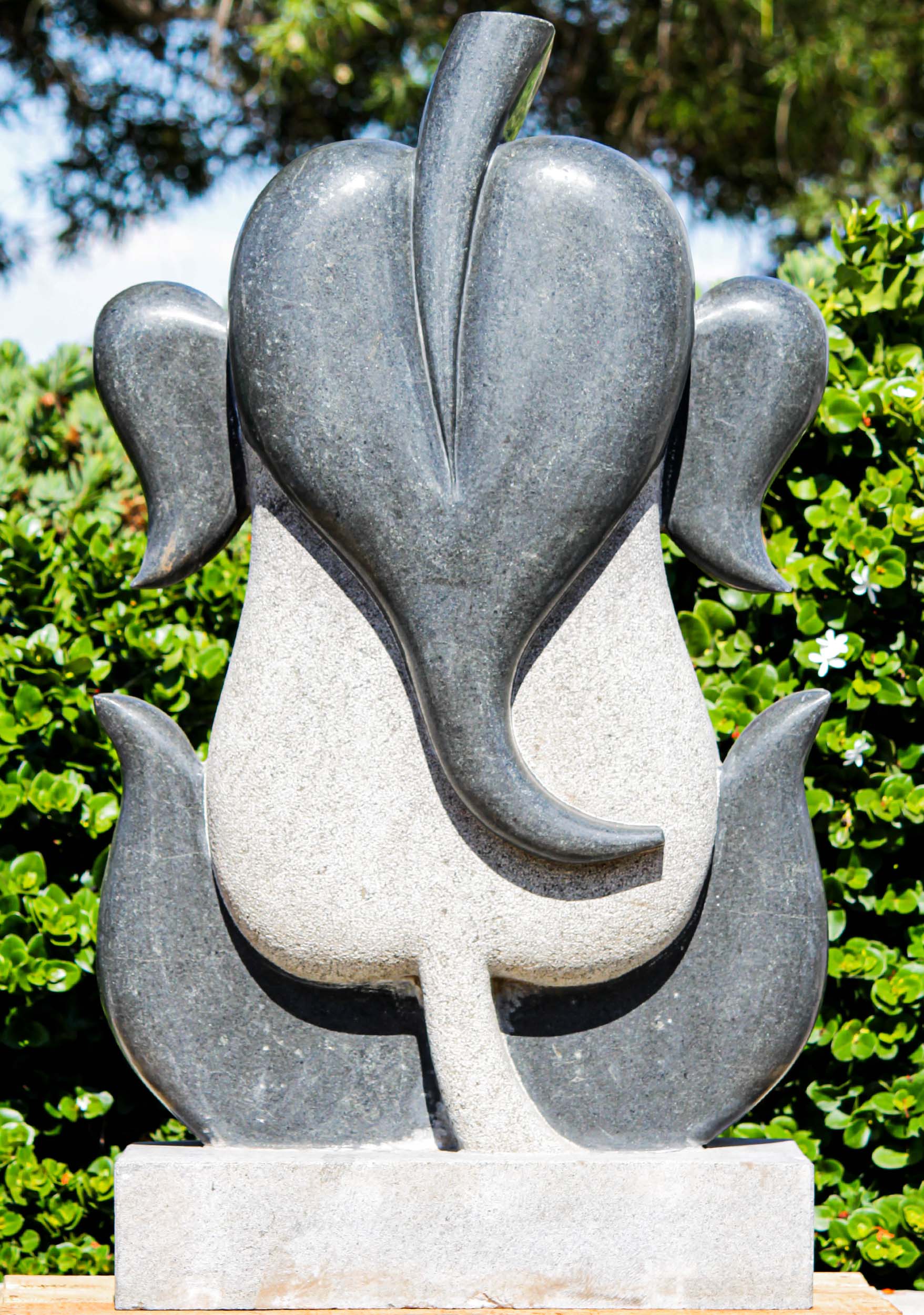 Black Granite Abstract Modern Ganesh Statue 45"