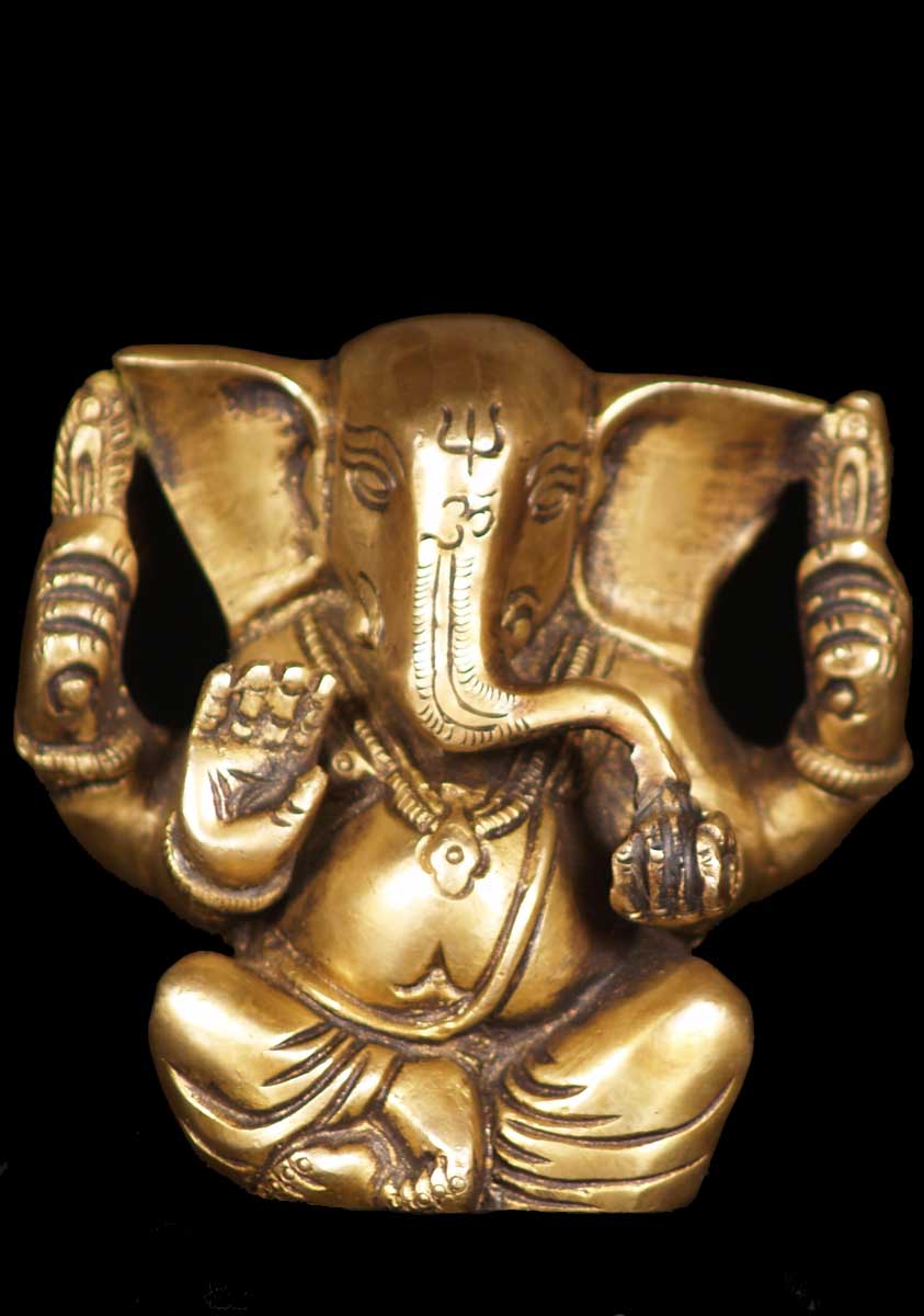SOLD Small Brass Ganesh Statue 3.5