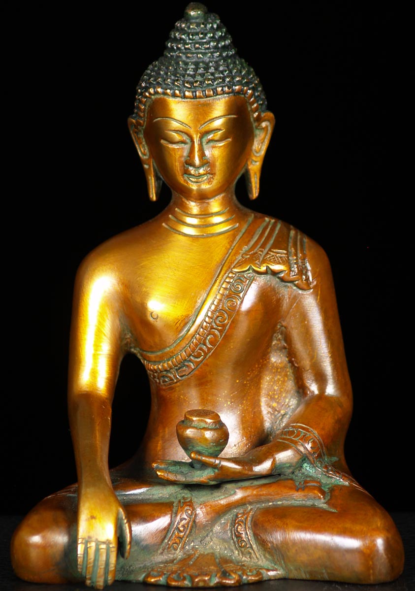 Brass Indian Buddha Holding Bowl 6"