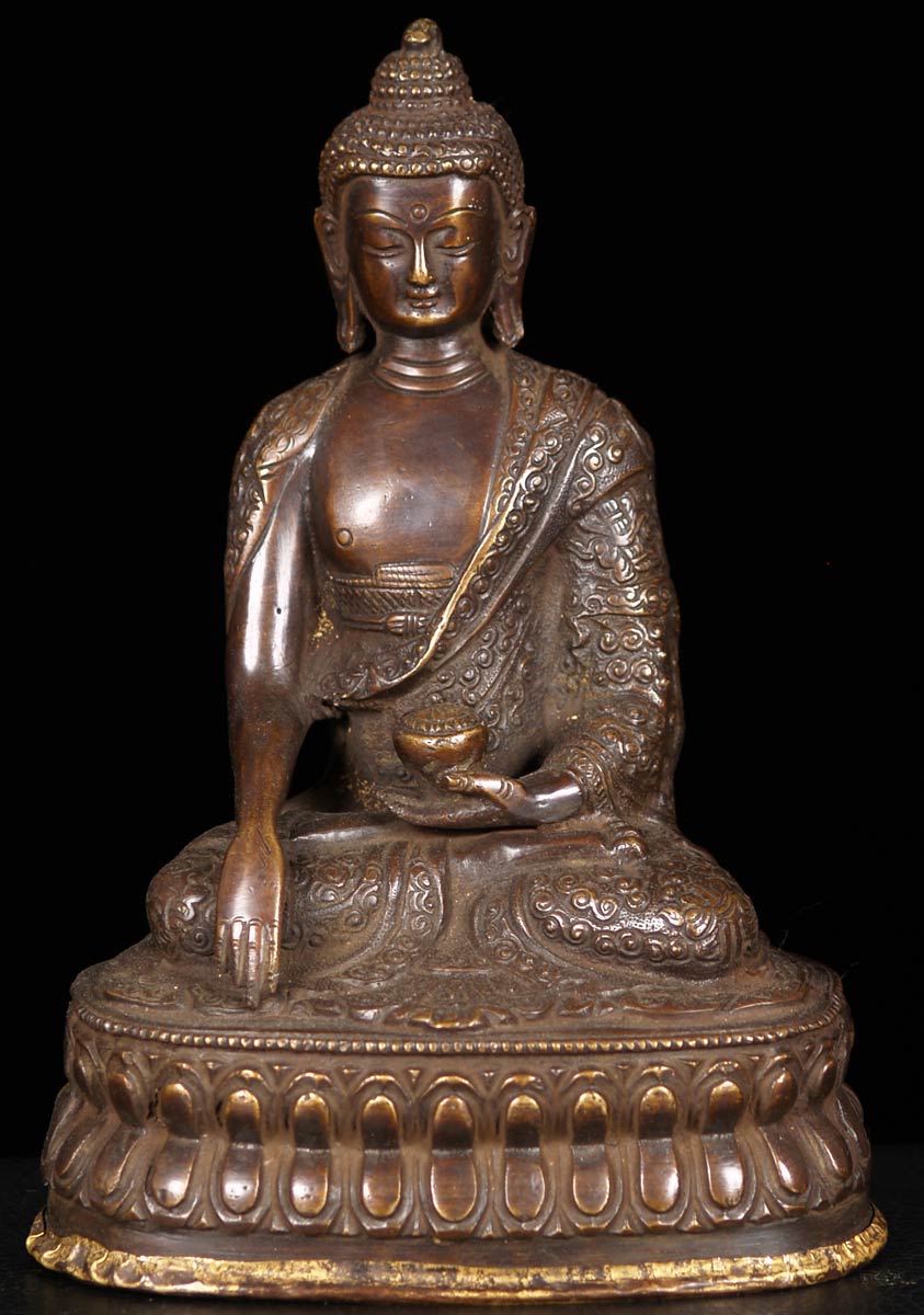 Brass Earth Touching Buddha 8"