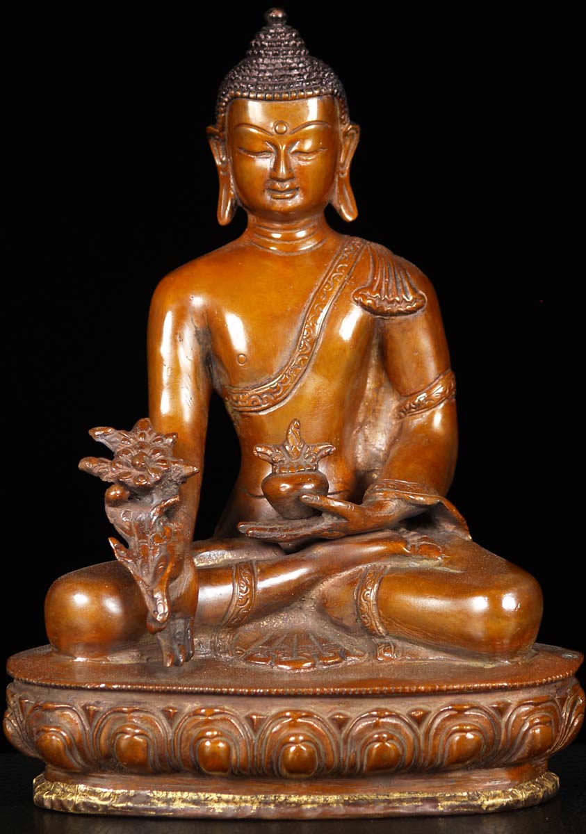 Brass Medicine Buddha Statue 9"