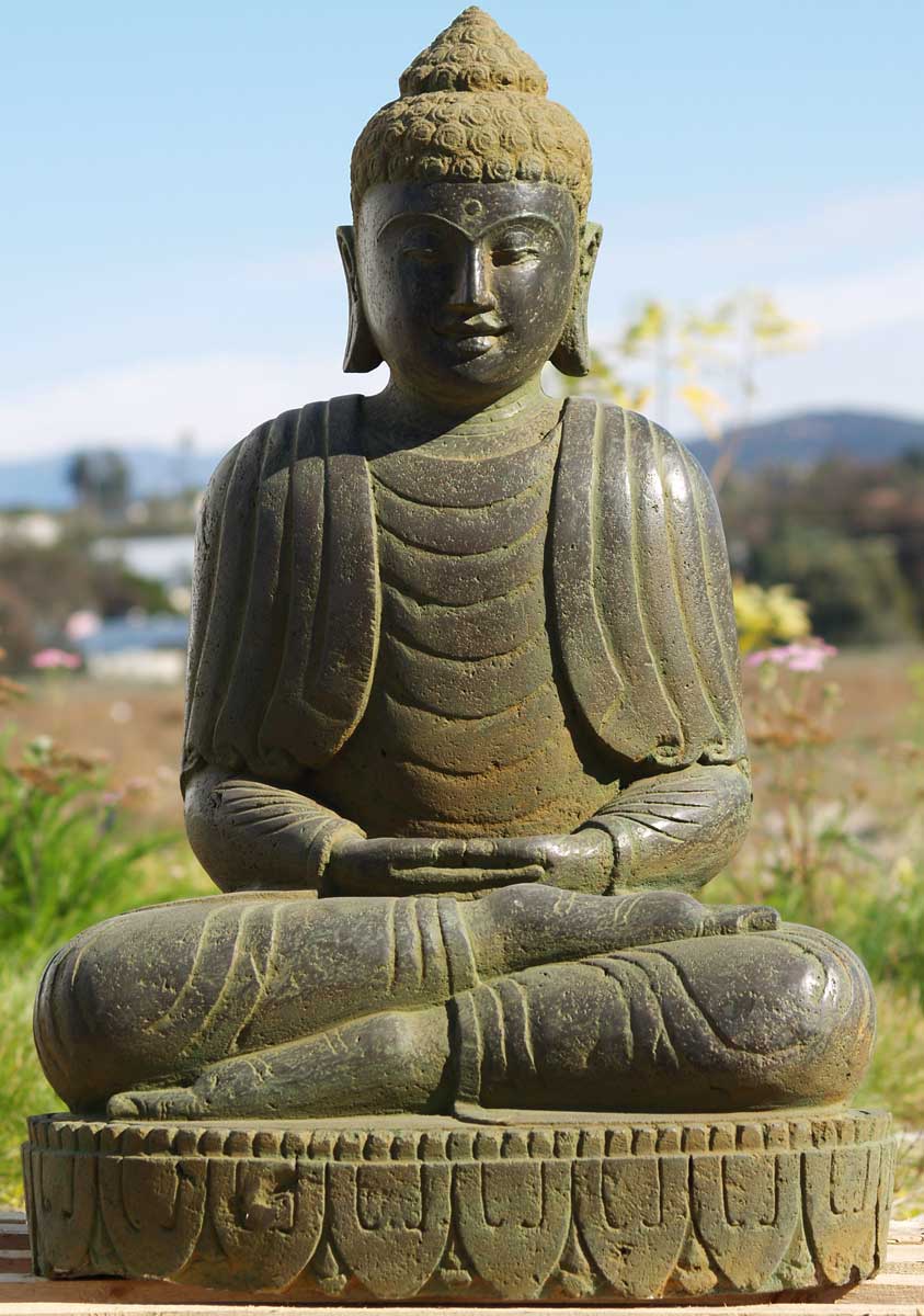 Stone Meditating Garden Buddha 29"