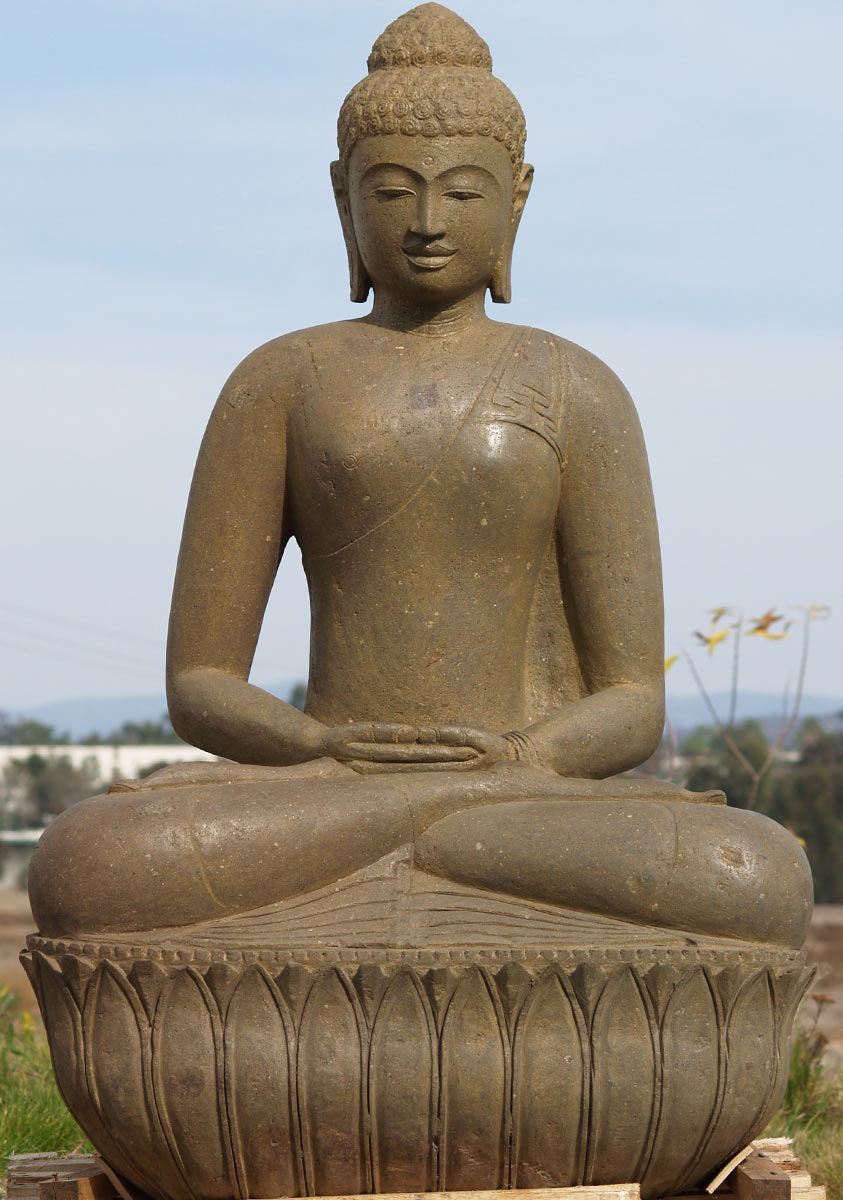 Stone Serene Meditating Buddha 53"