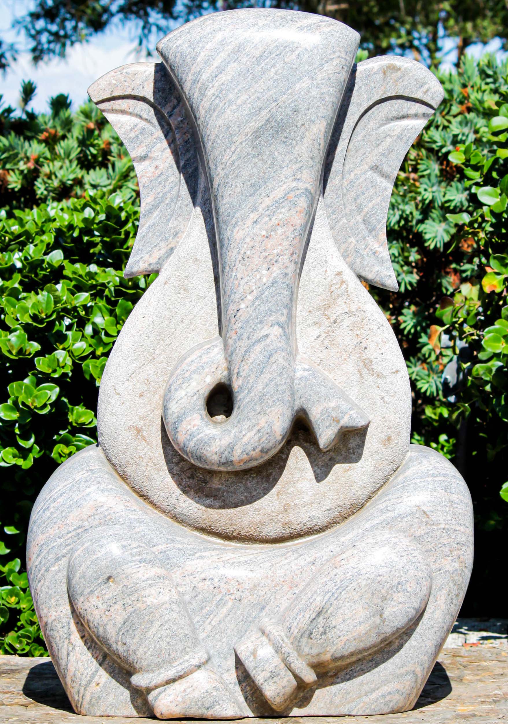 Juparana Granite Modern Abstract Ganesh Sculpture Perfect Outdoors in any Garden 36"