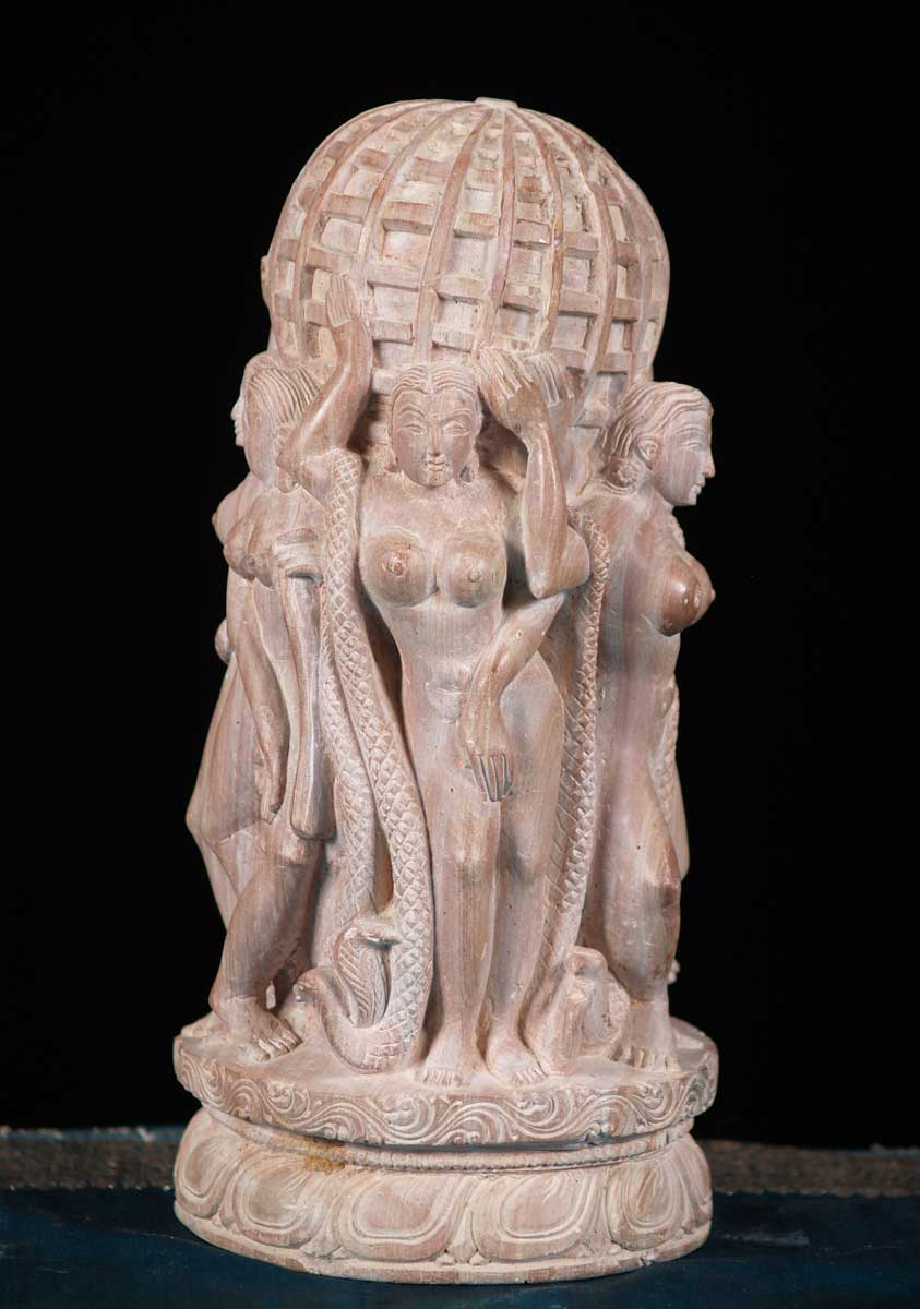 Marble Statue of Women Holding Globe 9"