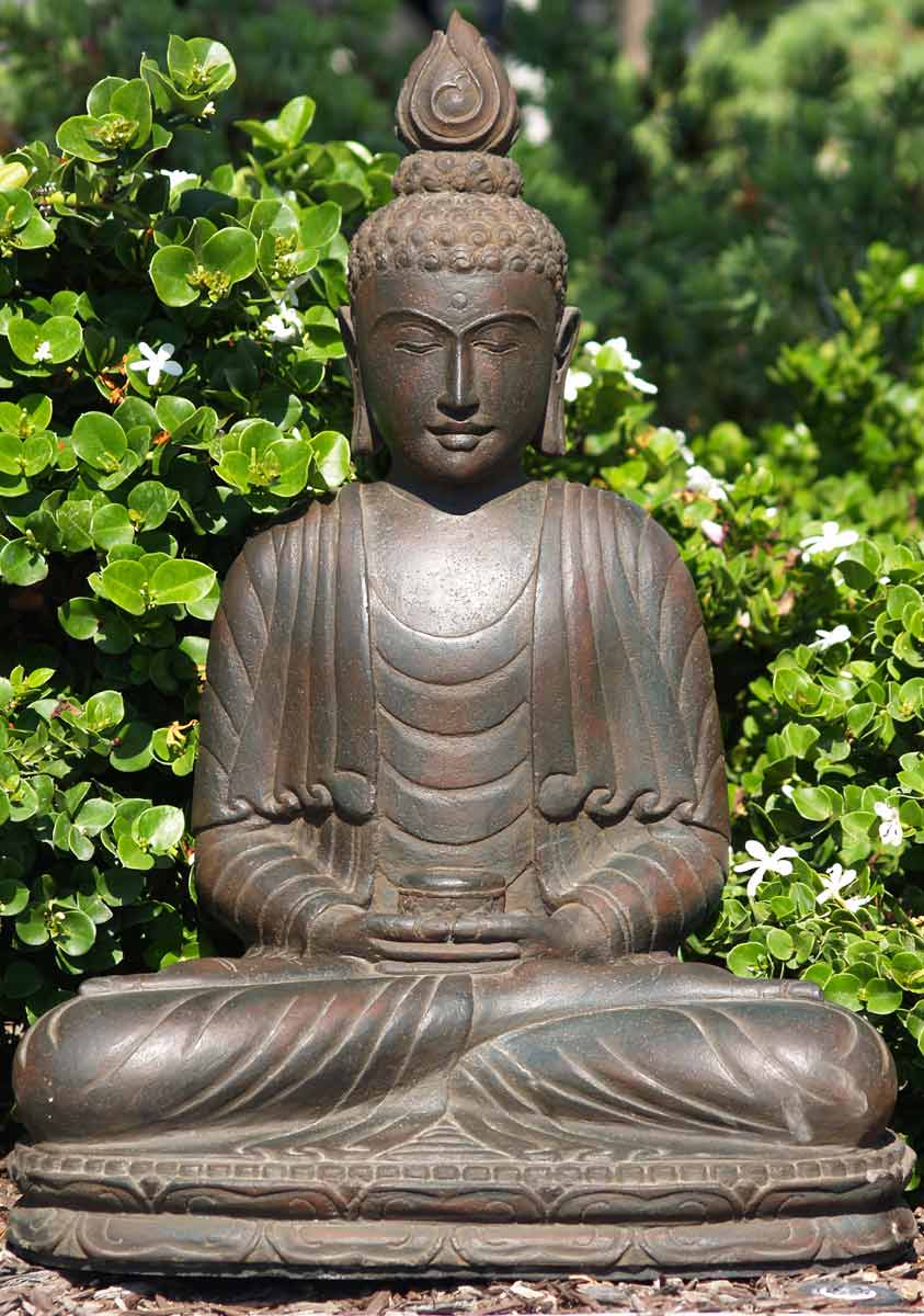 SOLD Stone Alms Meditating Buddha 29