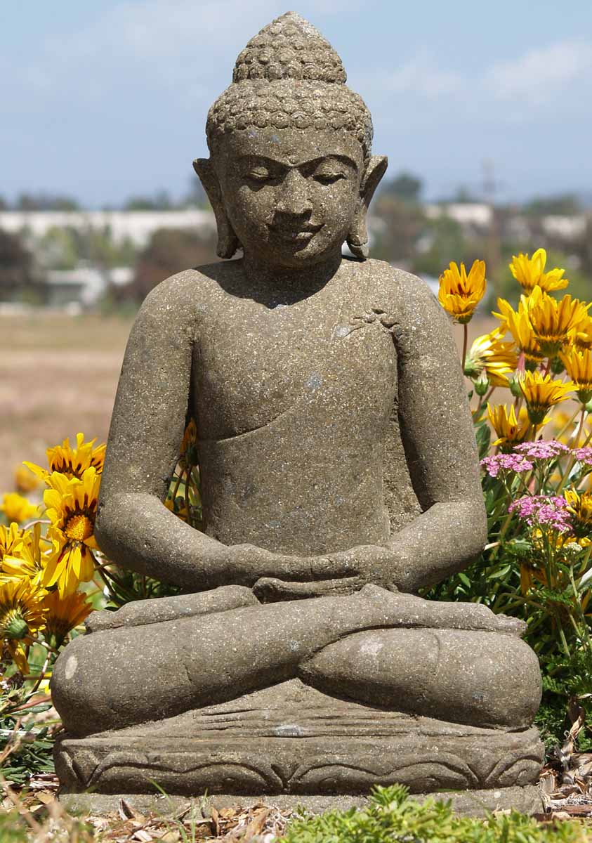 Stone Meditating Garden Buddha 25"