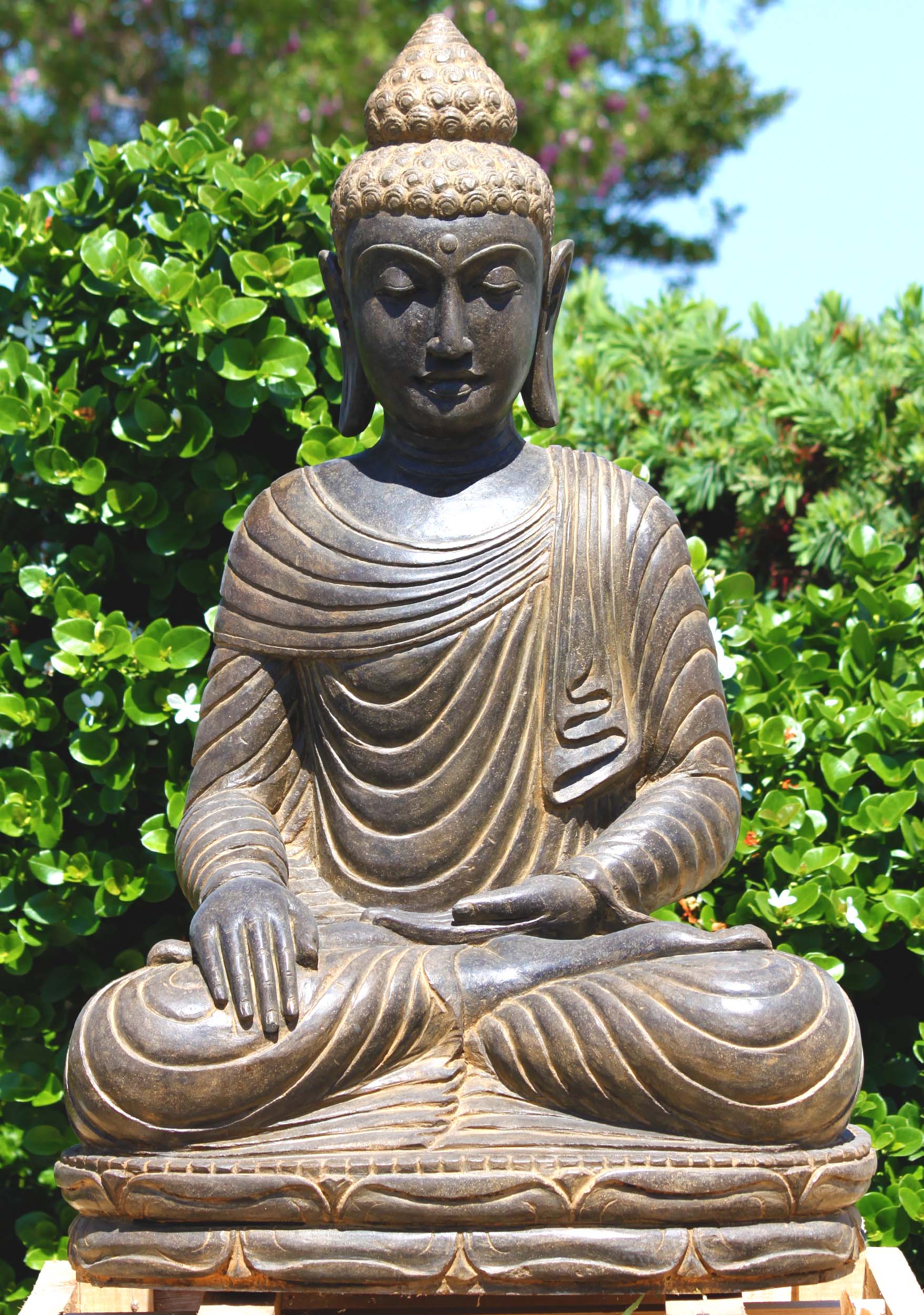 SOLD Stone Garden Buddha Earth Touching Mudra 36