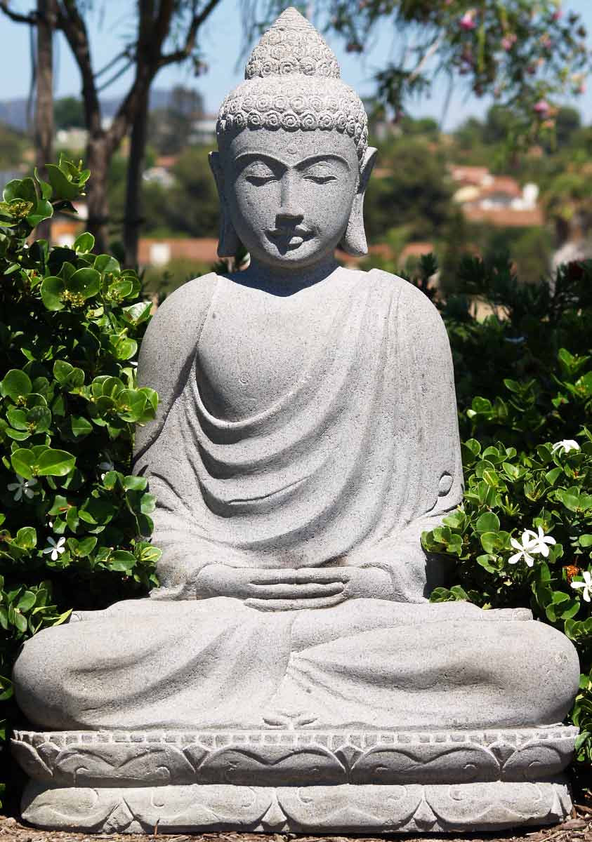 Stone Meditating Buddha Statue 35"