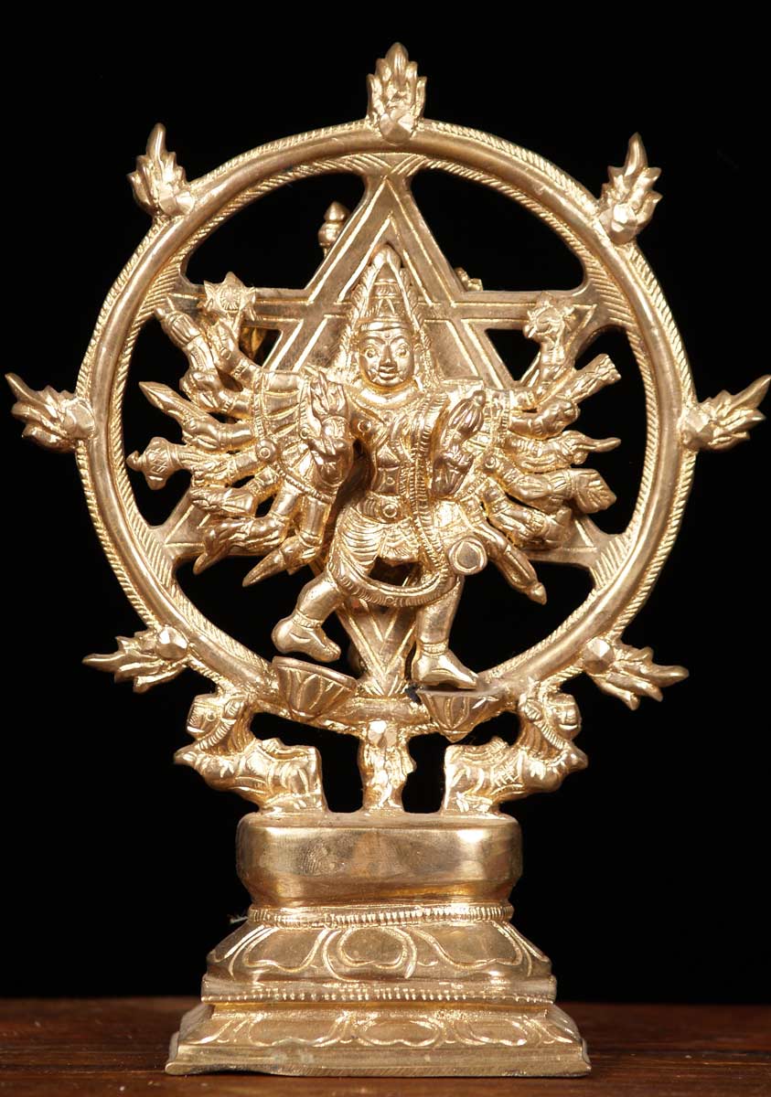 Bronze Chakratalwar Vishnu Statue 7.5"