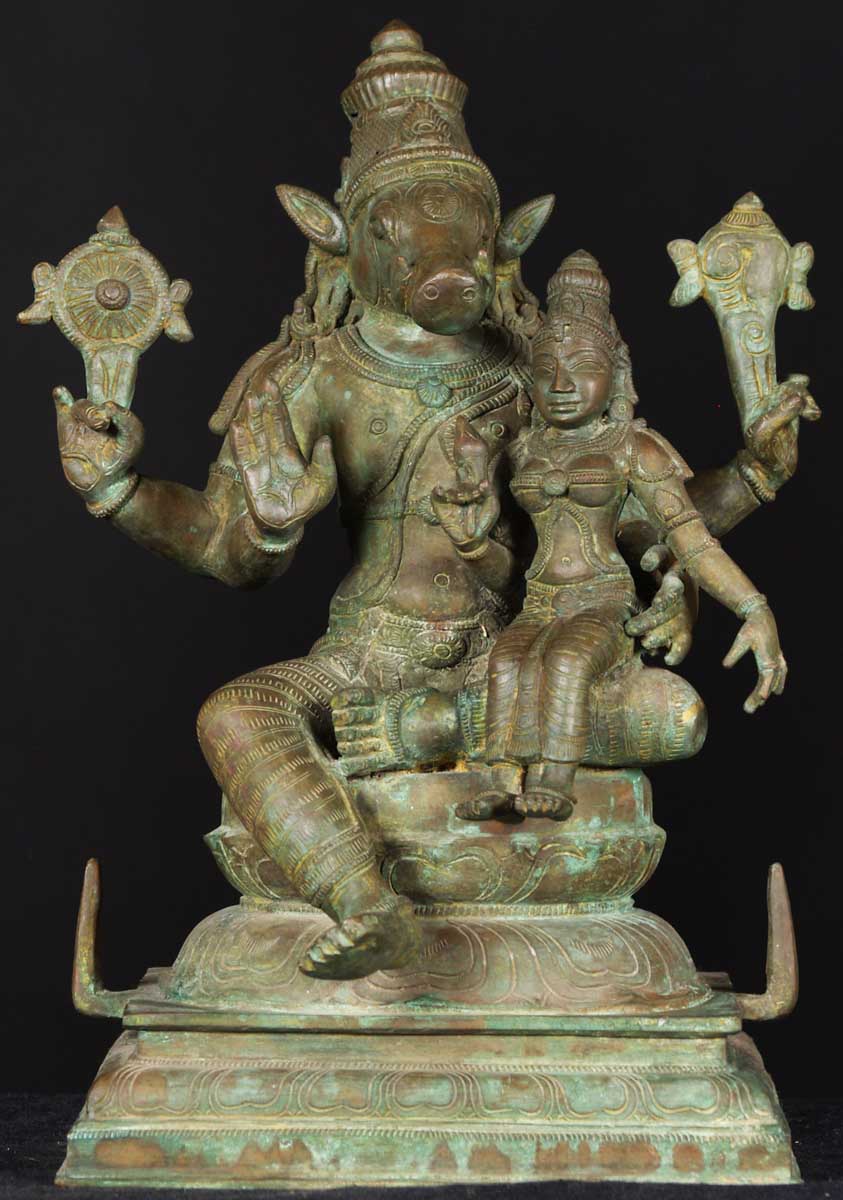 Bronze Varaha Statue with Lakshmi 15"