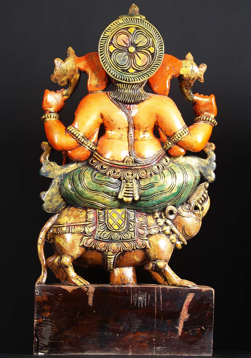 Wood Colored Ganesh on Rat 36"