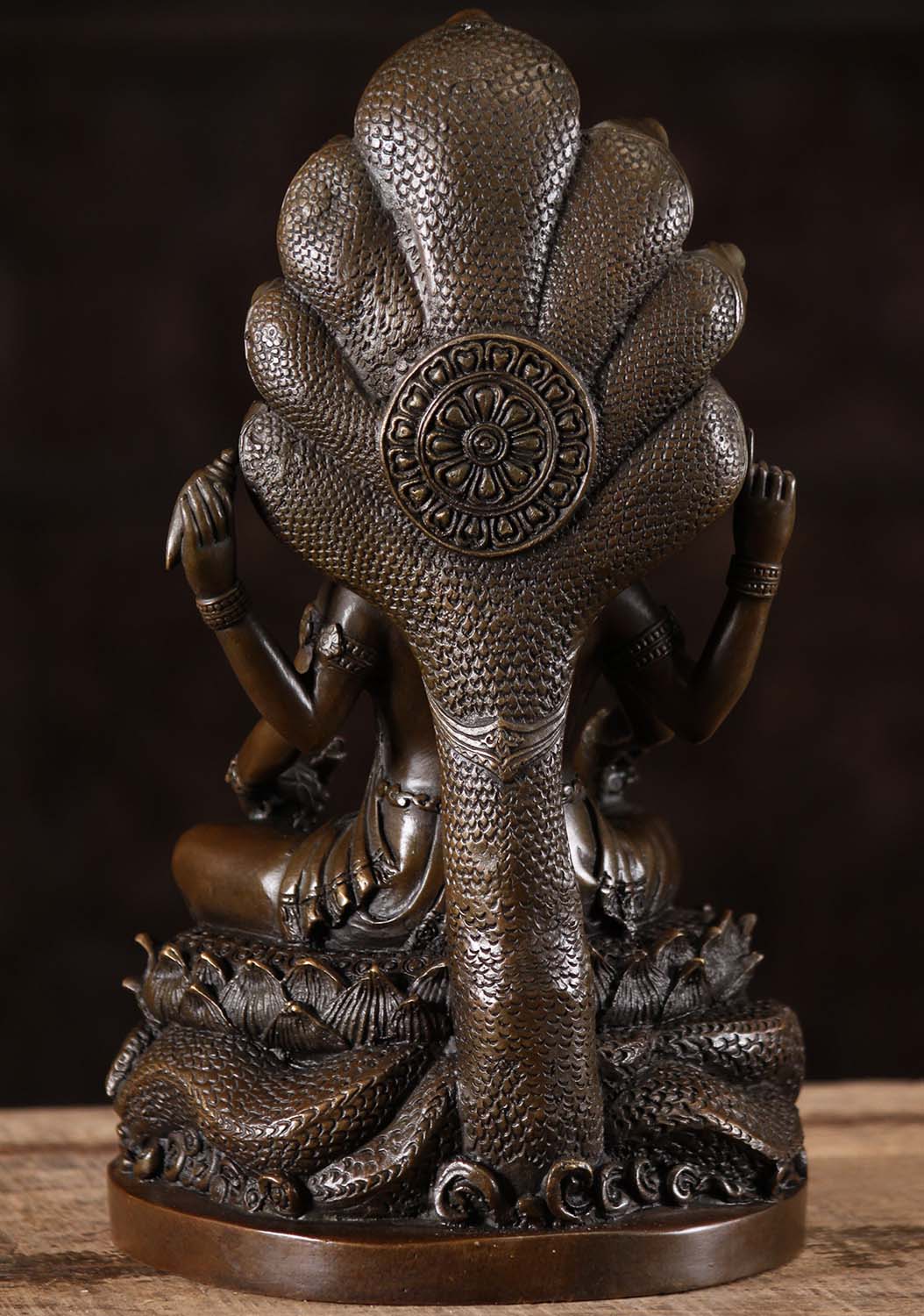 Bronze Vishnu Statue Seated on Anantashesha 12"