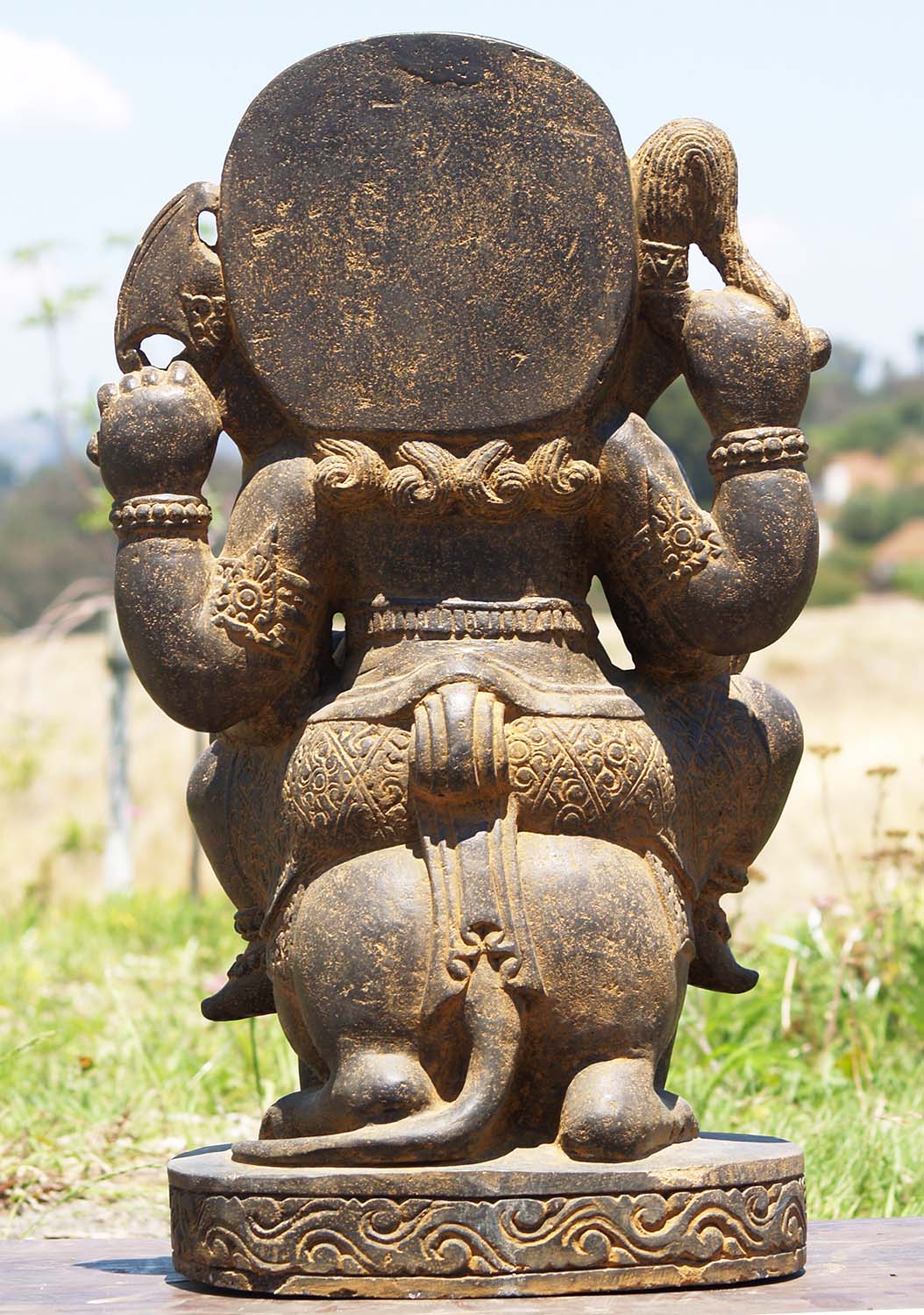 Stone Ganesh Seated On His Vehicle the Rat 30"