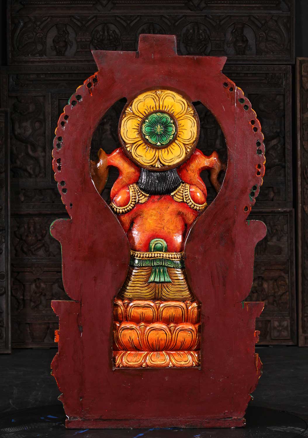 Wood Large Ganesh with Large Arch Statue 62"