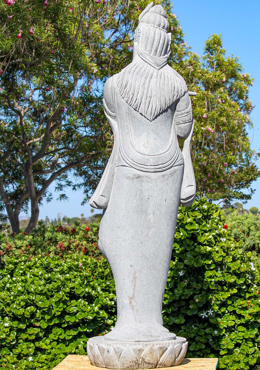 6 Foot Tall Large Gopal Krishna Statue Playing Flute Hand Carved from 1 Block of Stone 73"