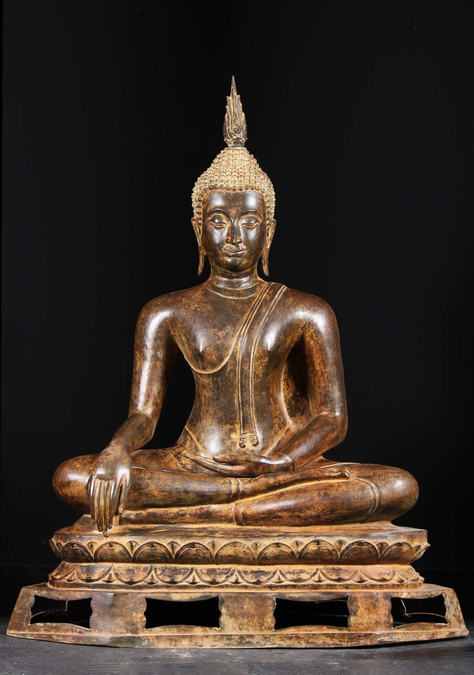 SOLD Brass Stunning Sukhothai Buddha Statue 48" (#43t11buddha): Hindu