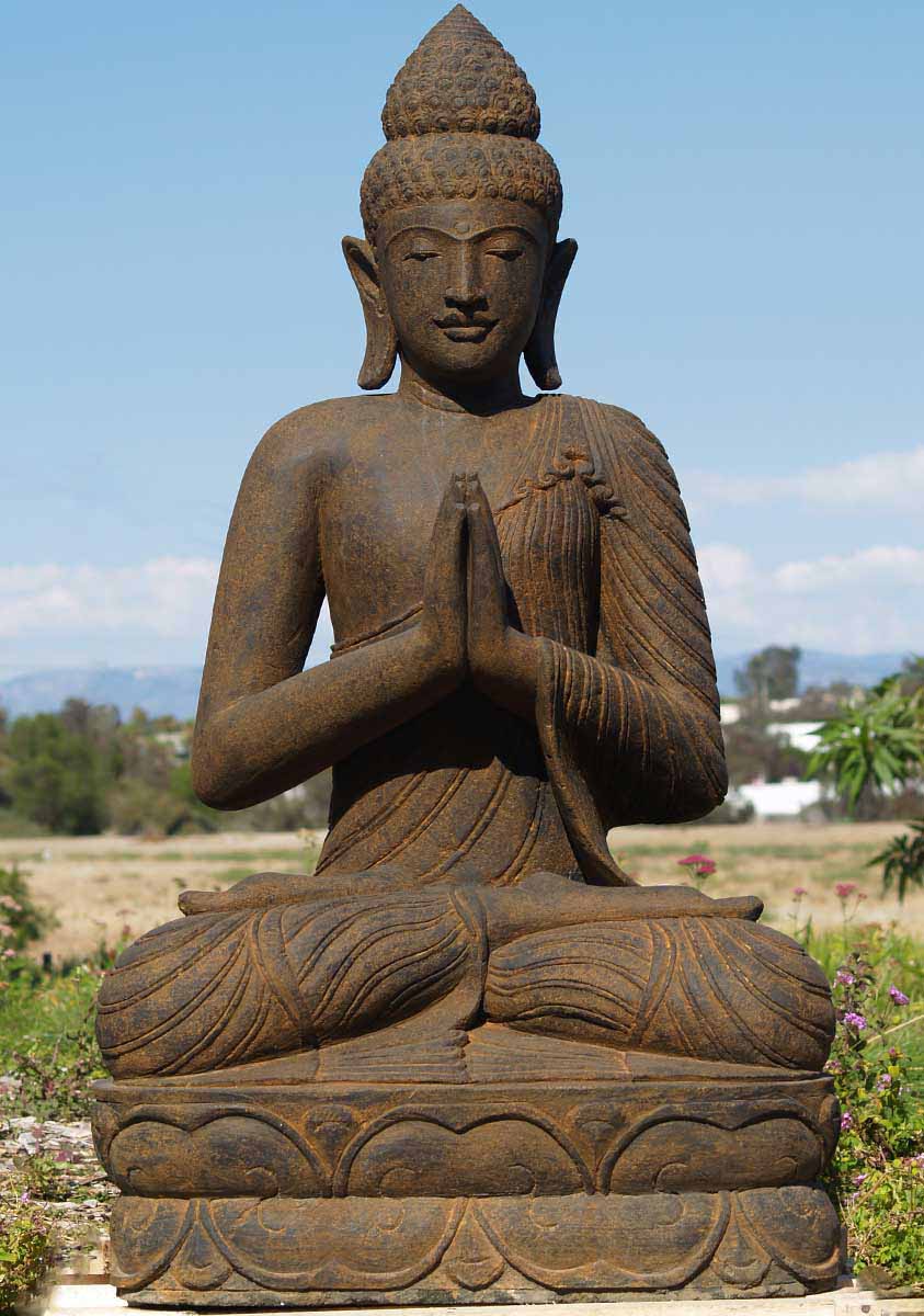 SOLD Stone Namaste Buddha  Statue 49 69ls75 Hindu  Gods 