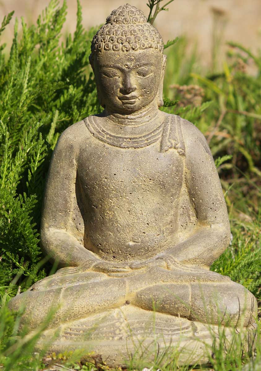Stone Meditating Garden Buddha 12"
