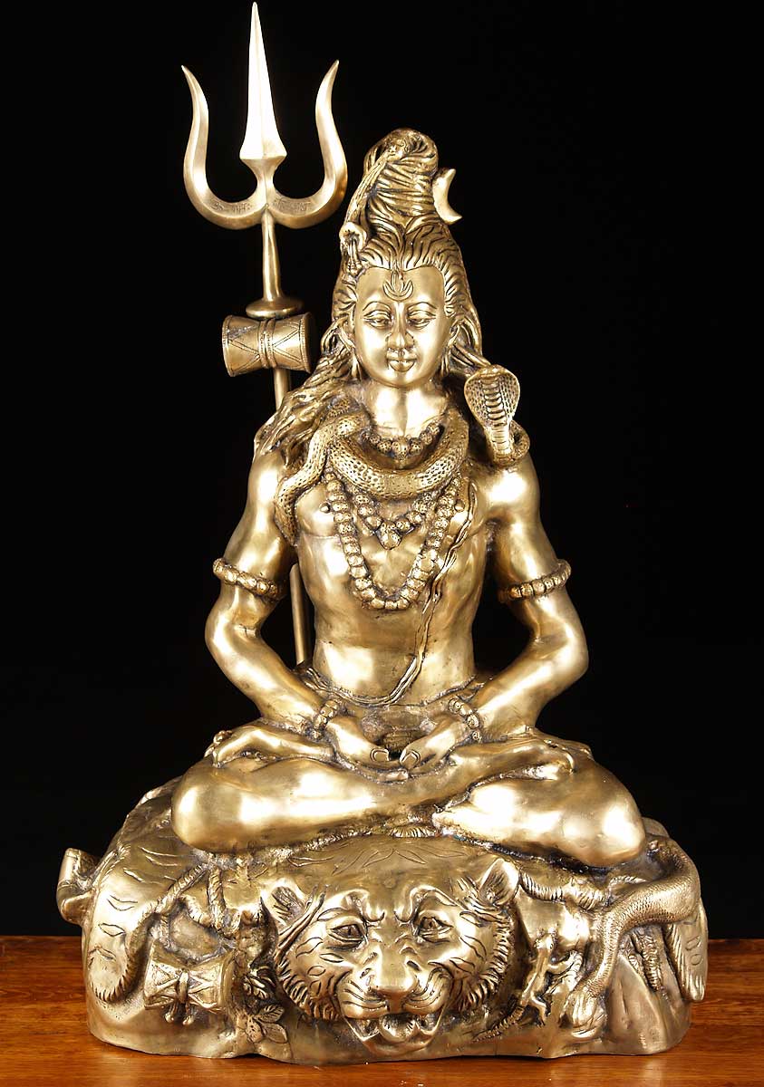 Sold Brass Meditating Shiva With Trident 34 65bs19 Hindu Gods