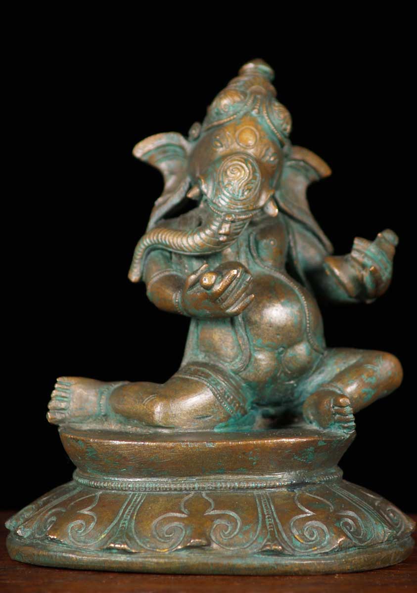 Bronze Musical Ganesh Statue 6"