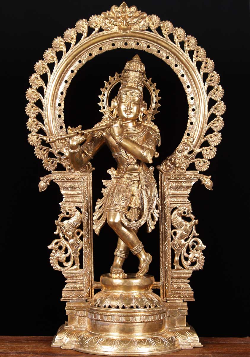 Bronze Gopal Krishna with Arch 33"
