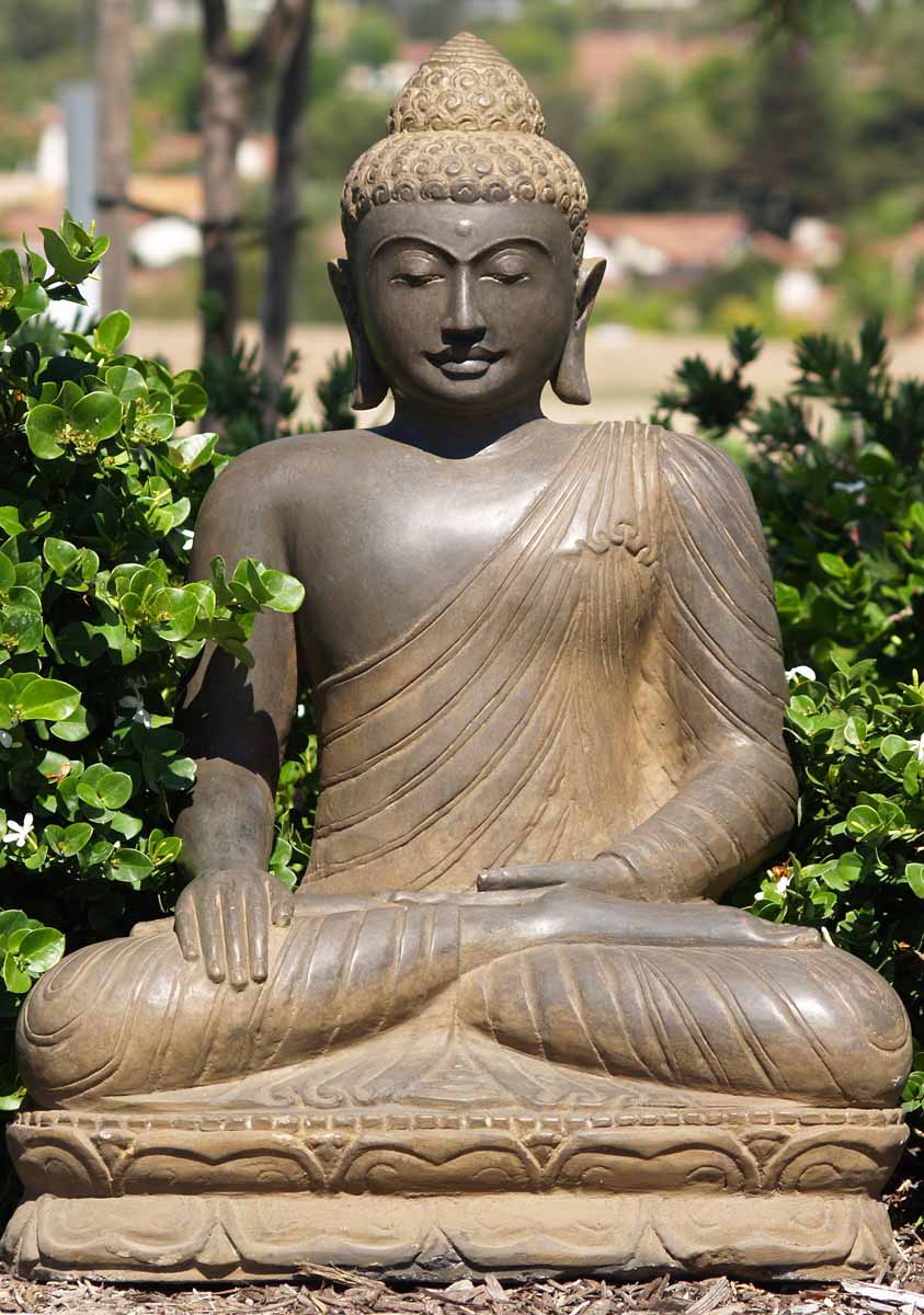 SOLD Stone Earth Touching Buddha Statue 32
